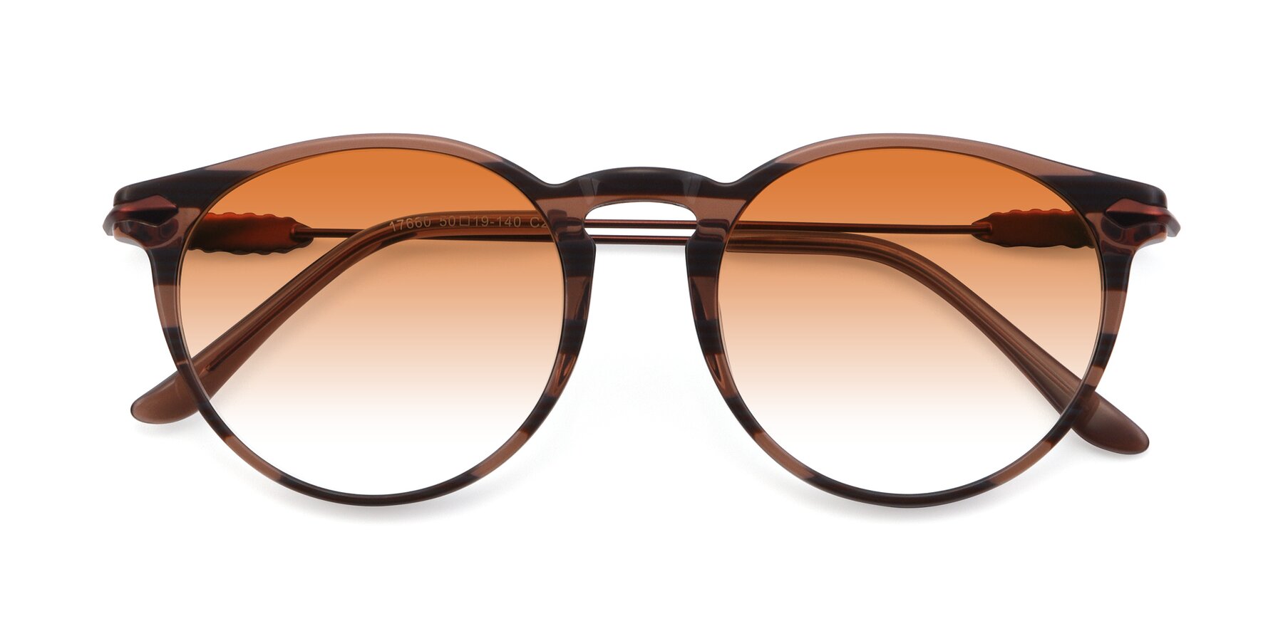 Folded Front of 17660 in Stripe Brown with Orange Gradient Lenses