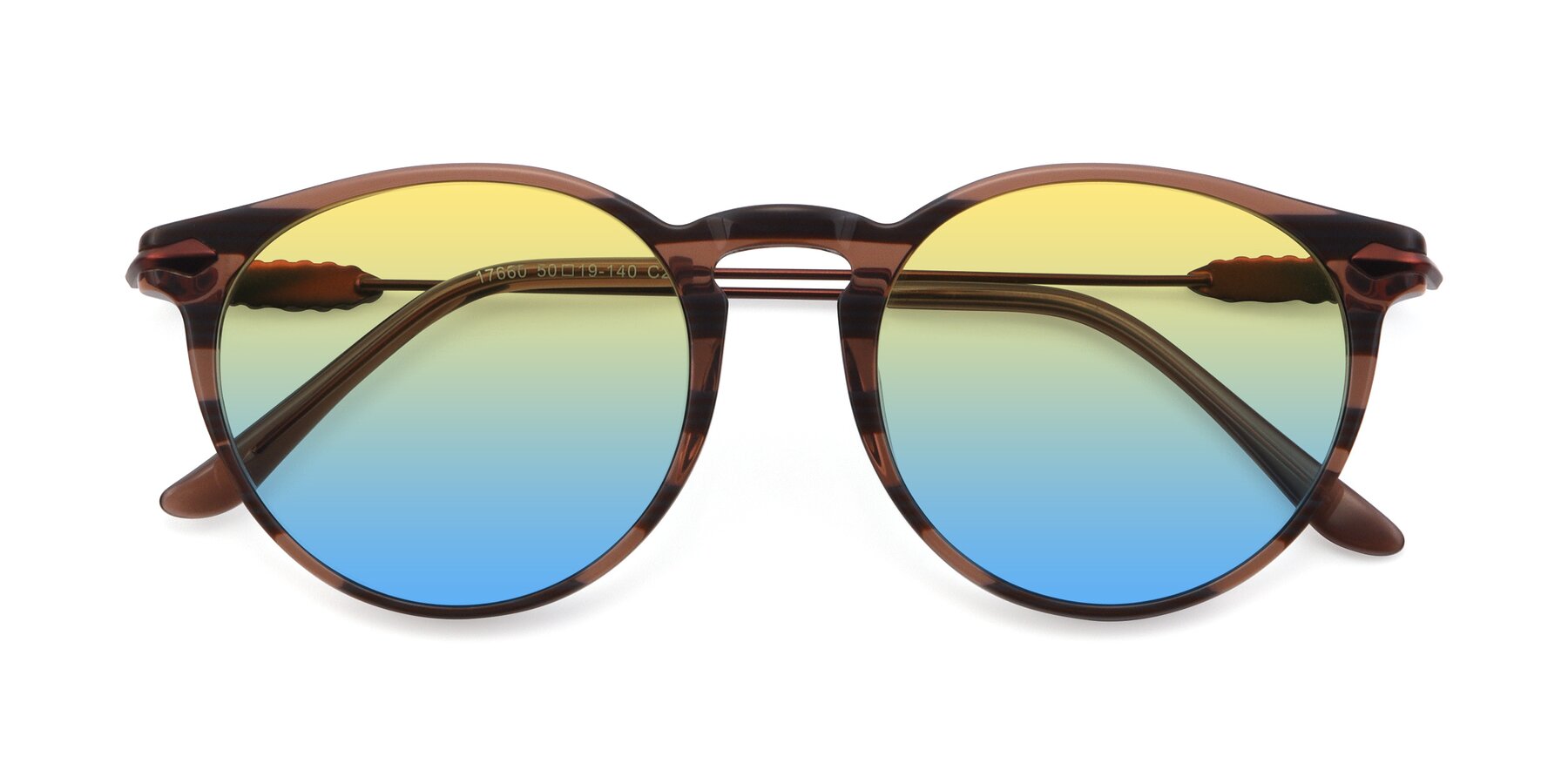 Folded Front of 17660 in Stripe Brown with Yellow / Blue Gradient Lenses