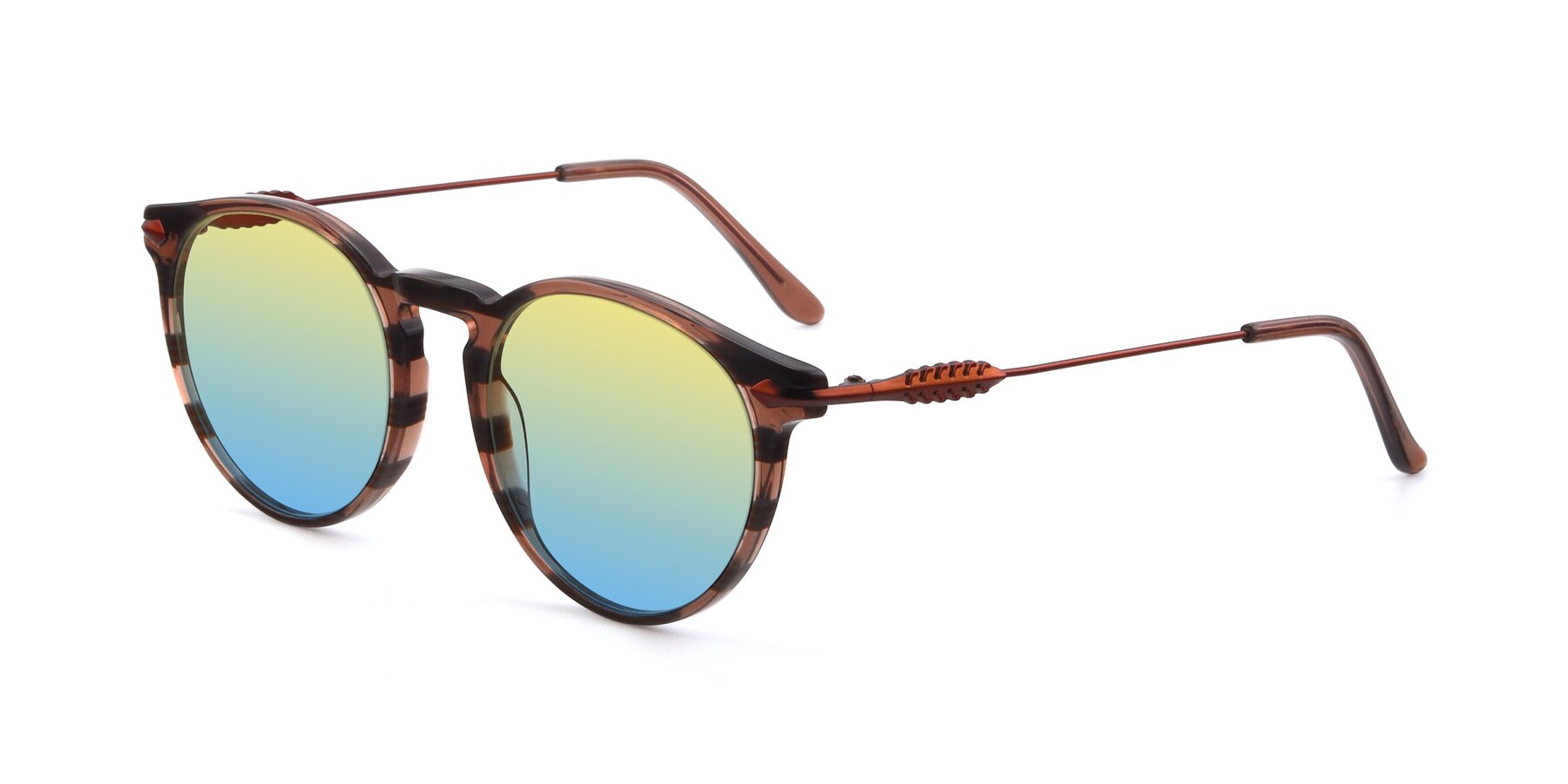 Angle of 17660 in Stripe Brown with Yellow / Blue Gradient Lenses