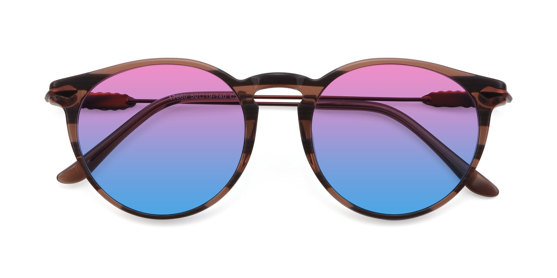 Folded Front of 17660 in Stripe Brown with Pink / Blue Gradient Lenses