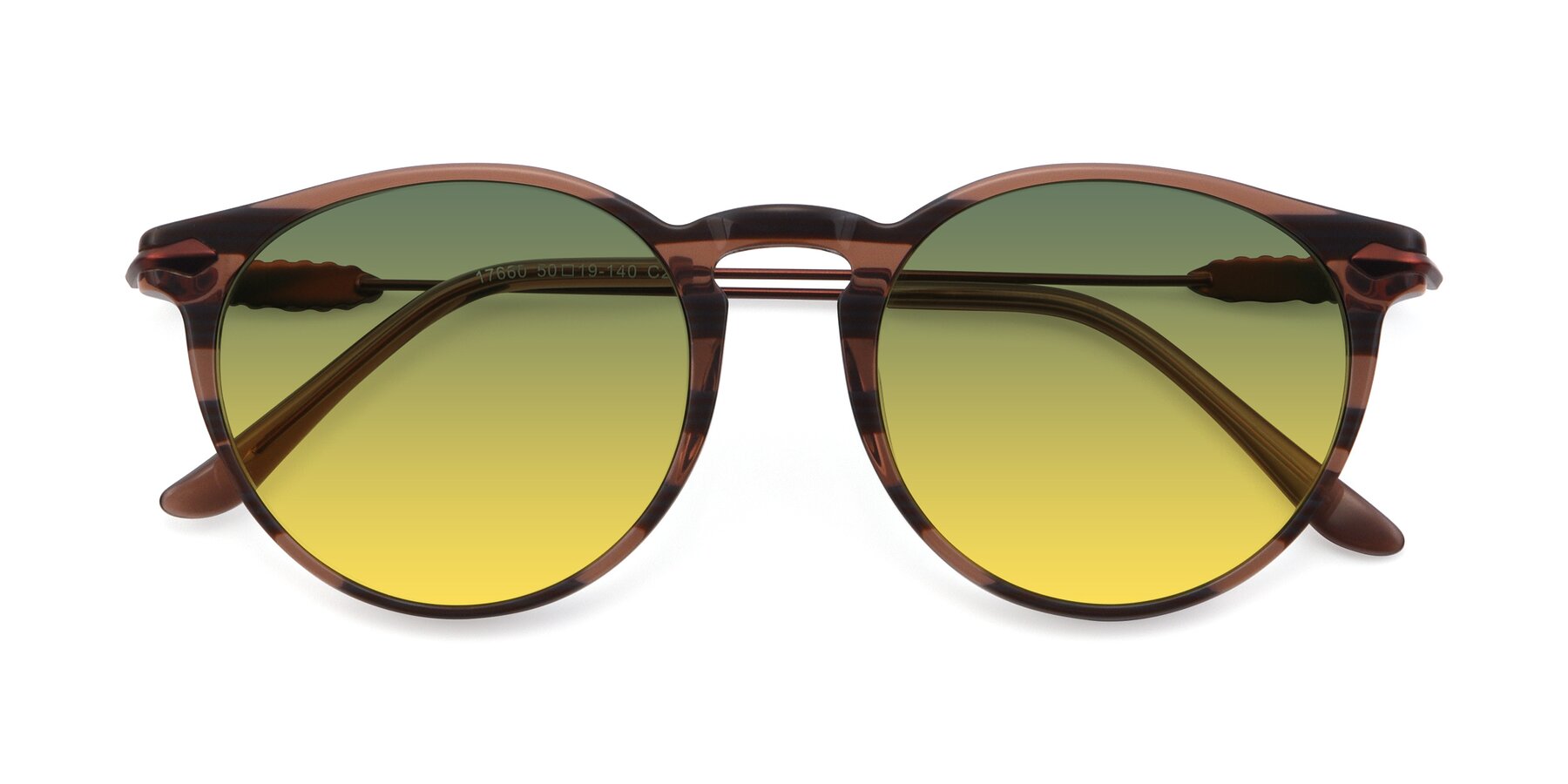 Folded Front of 17660 in Stripe Brown with Green / Yellow Gradient Lenses