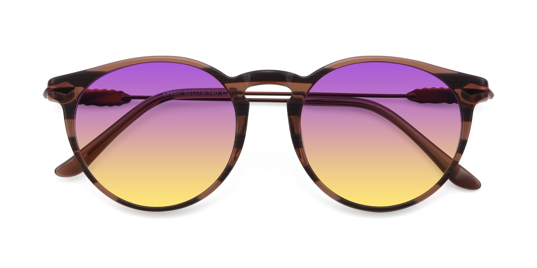 Folded Front of 17660 in Stripe Brown with Purple / Yellow Gradient Lenses