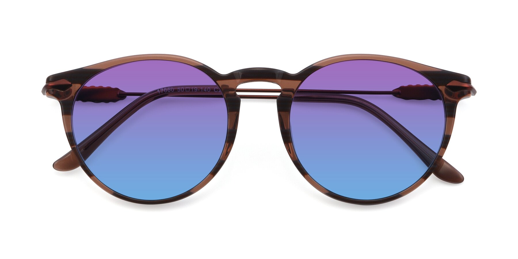 Folded Front of 17660 in Stripe Brown with Purple / Blue Gradient Lenses