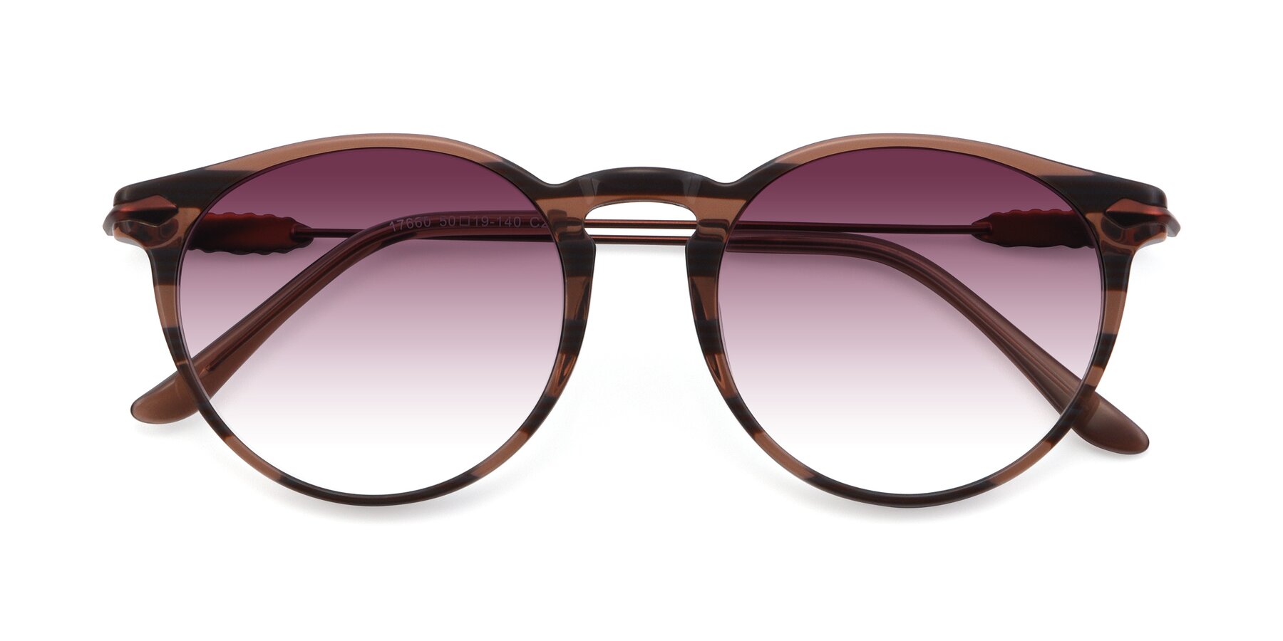 Folded Front of 17660 in Stripe Brown with Wine Gradient Lenses