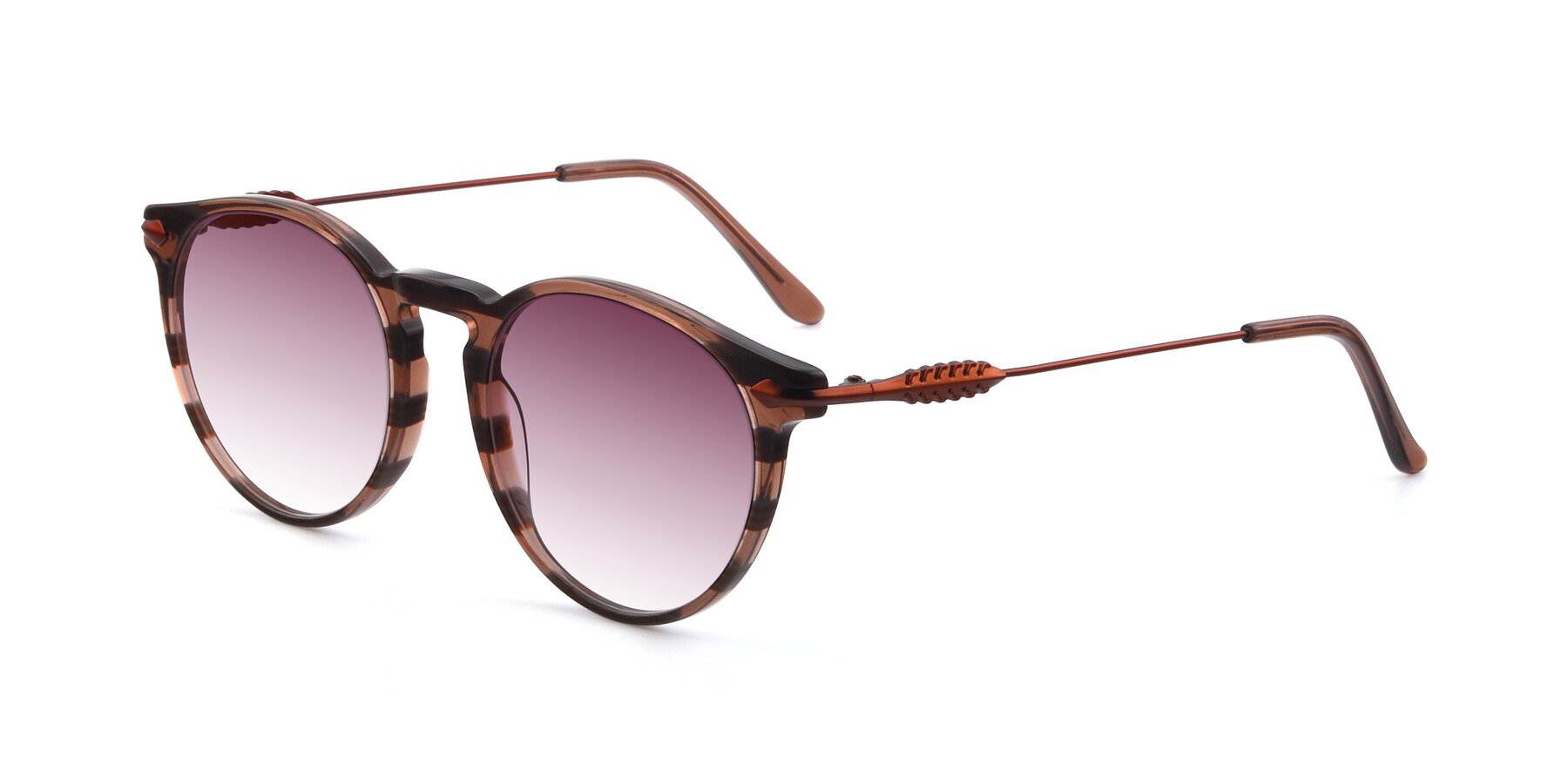 Angle of 17660 in Stripe Brown with Wine Gradient Lenses