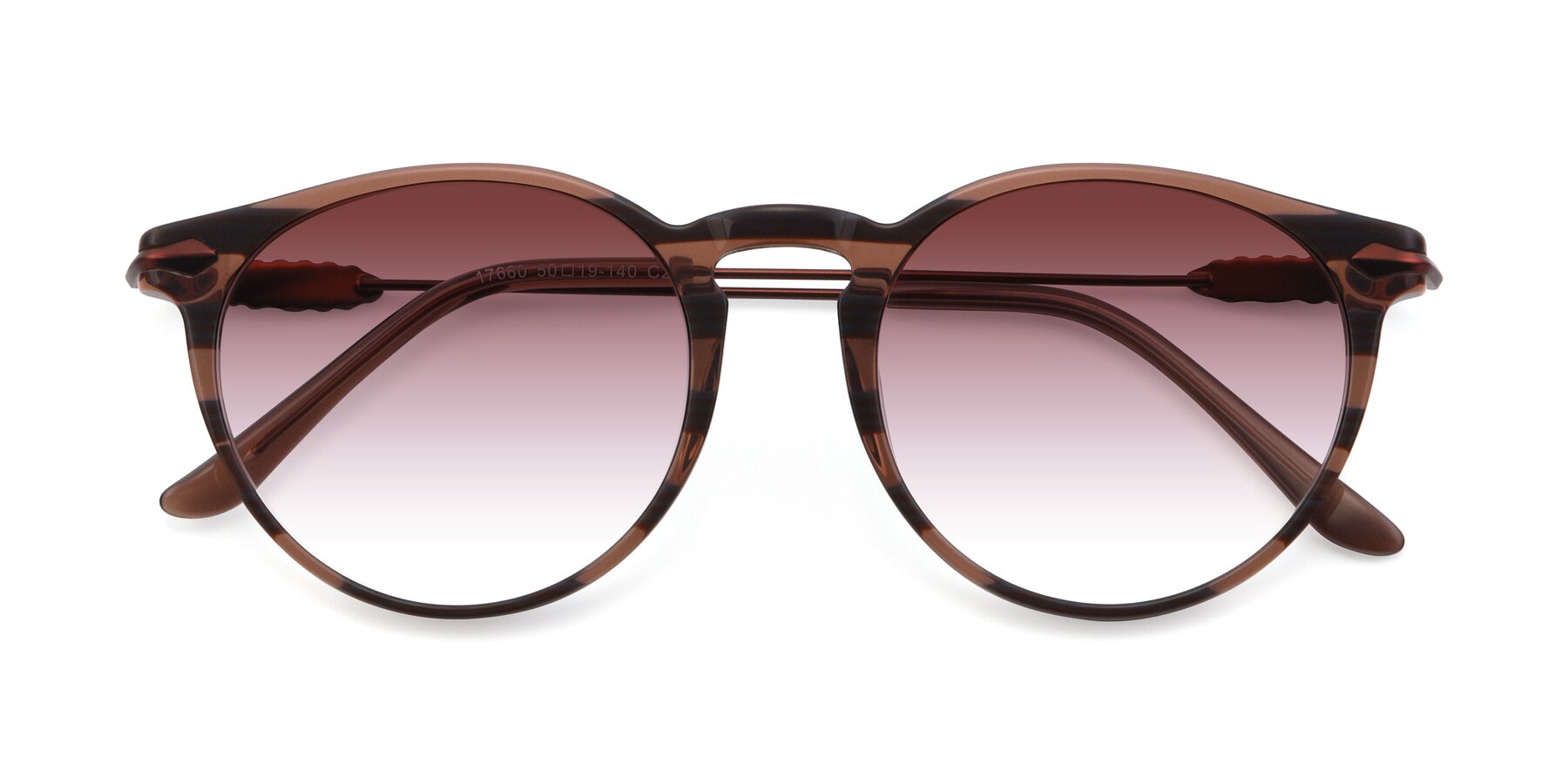 Folded Front of 17660 in Stripe Brown with Garnet Gradient Lenses