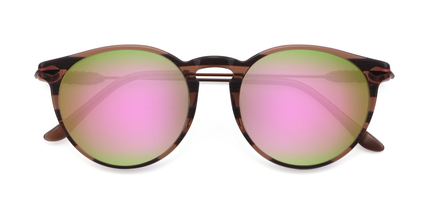 Folded Front of 17660 in Stripe Brown with Pink Mirrored Lenses