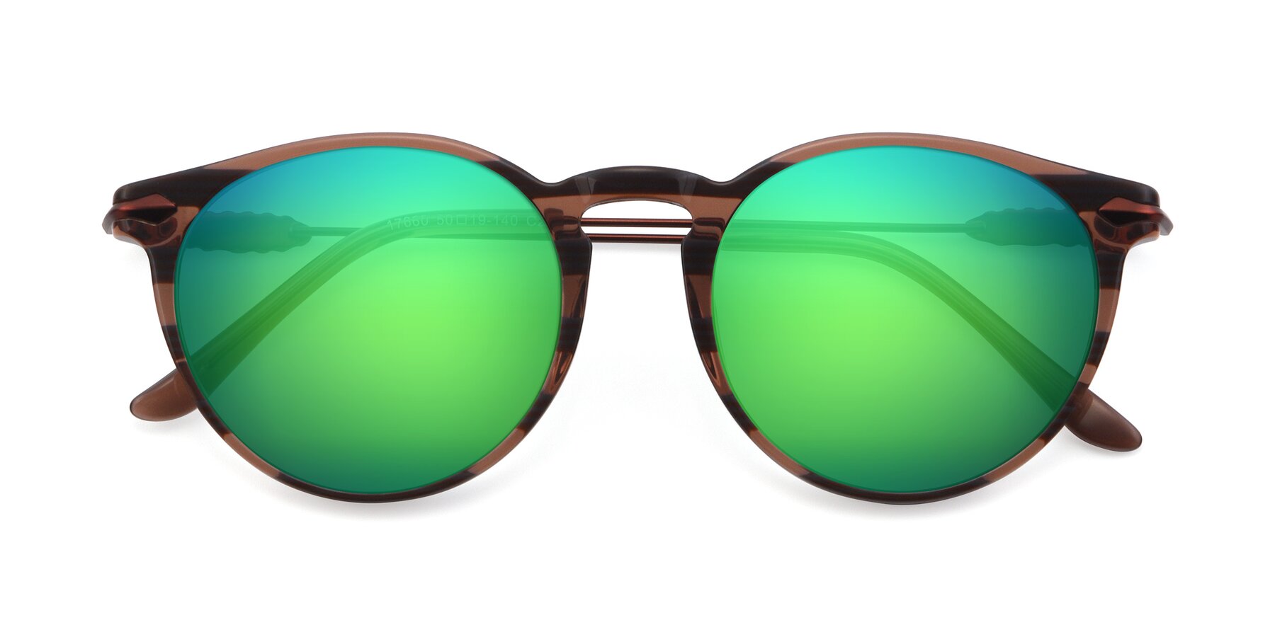 Folded Front of 17660 in Stripe Brown with Green Mirrored Lenses