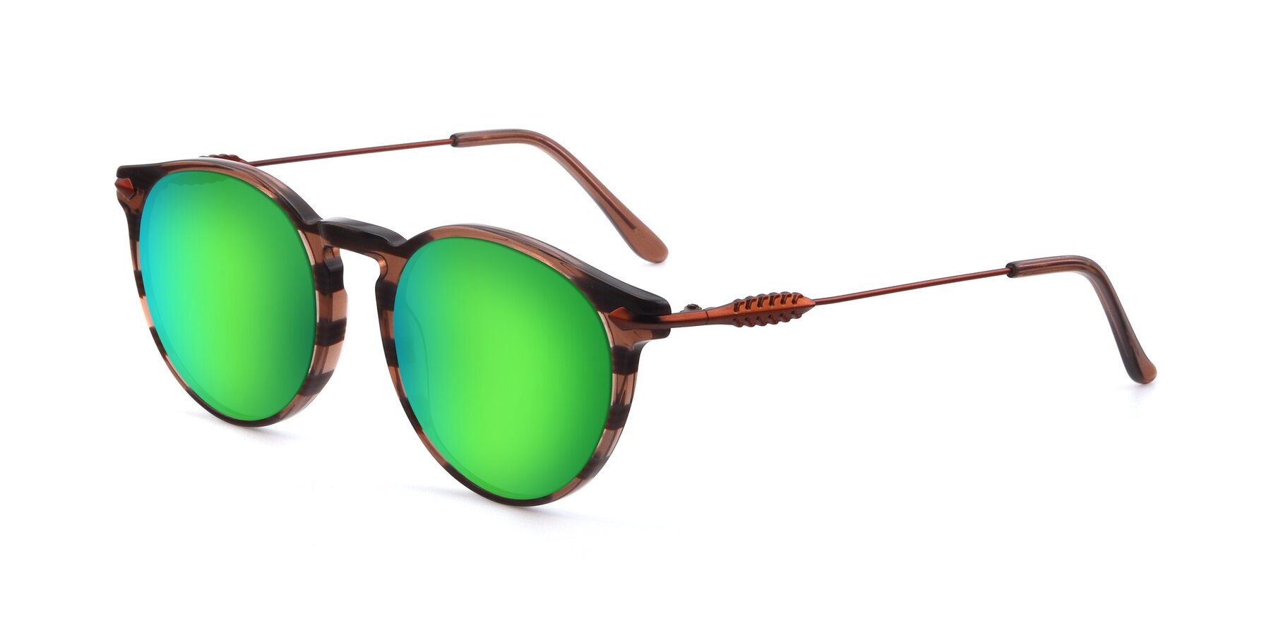 Angle of 17660 in Stripe Brown with Green Mirrored Lenses
