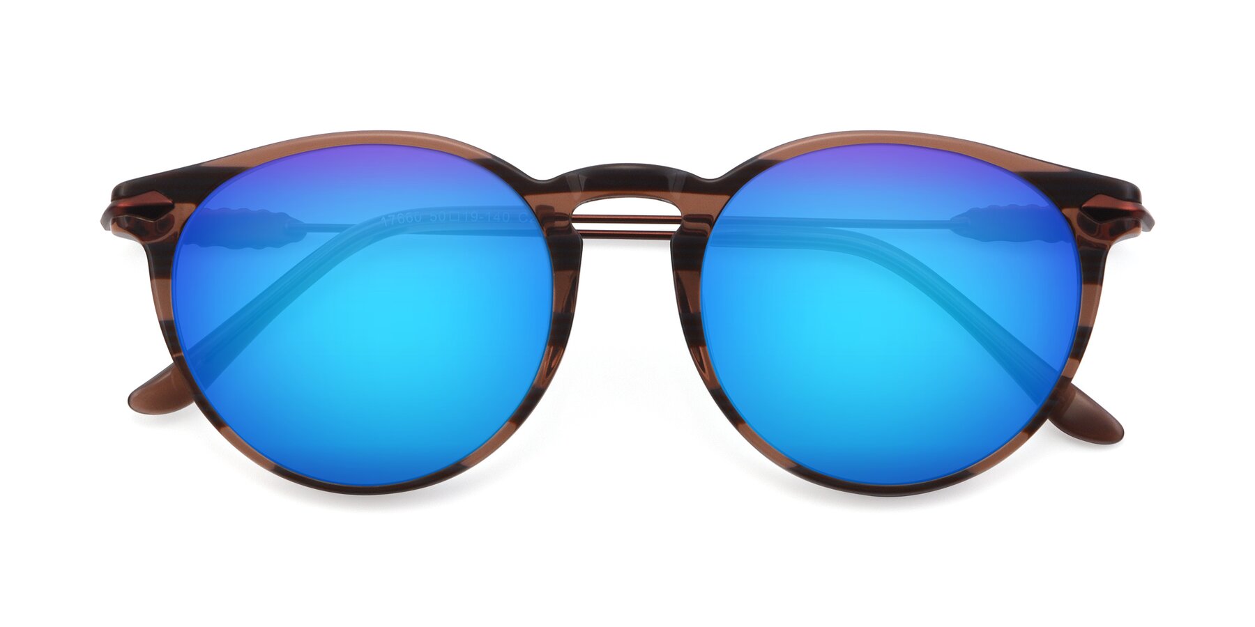 Folded Front of 17660 in Stripe Brown with Blue Mirrored Lenses