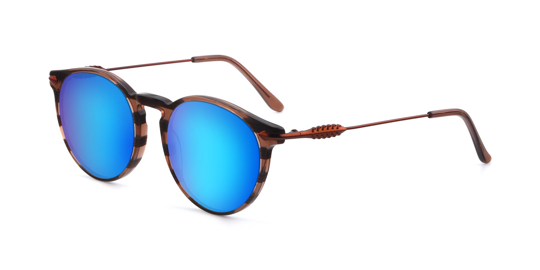 Angle of 17660 in Stripe Brown with Blue Mirrored Lenses