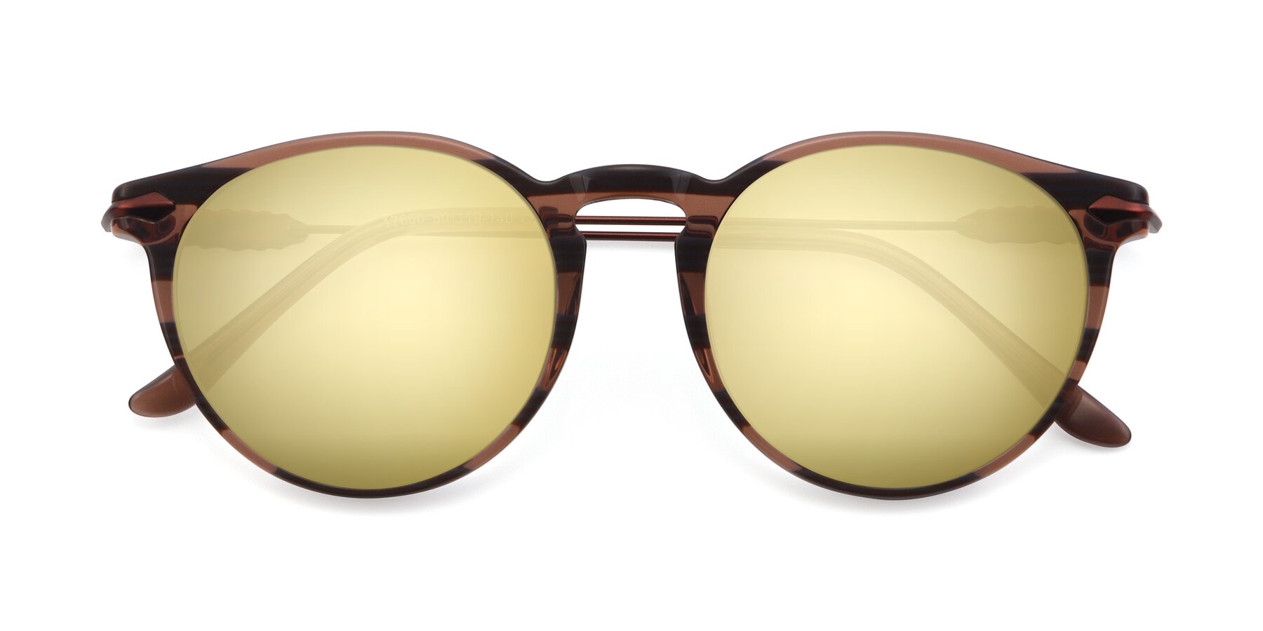 Folded Front of 17660 in Stripe Brown with Gold Mirrored Lenses