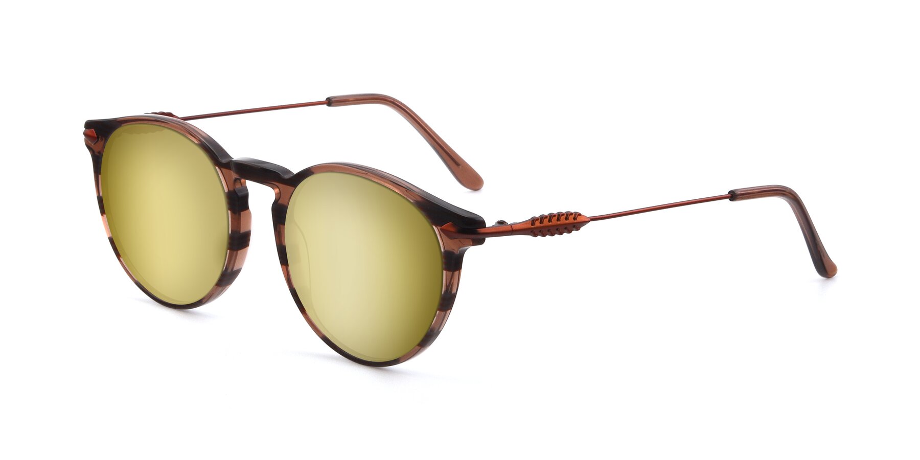 Angle of 17660 in Stripe Brown with Gold Mirrored Lenses
