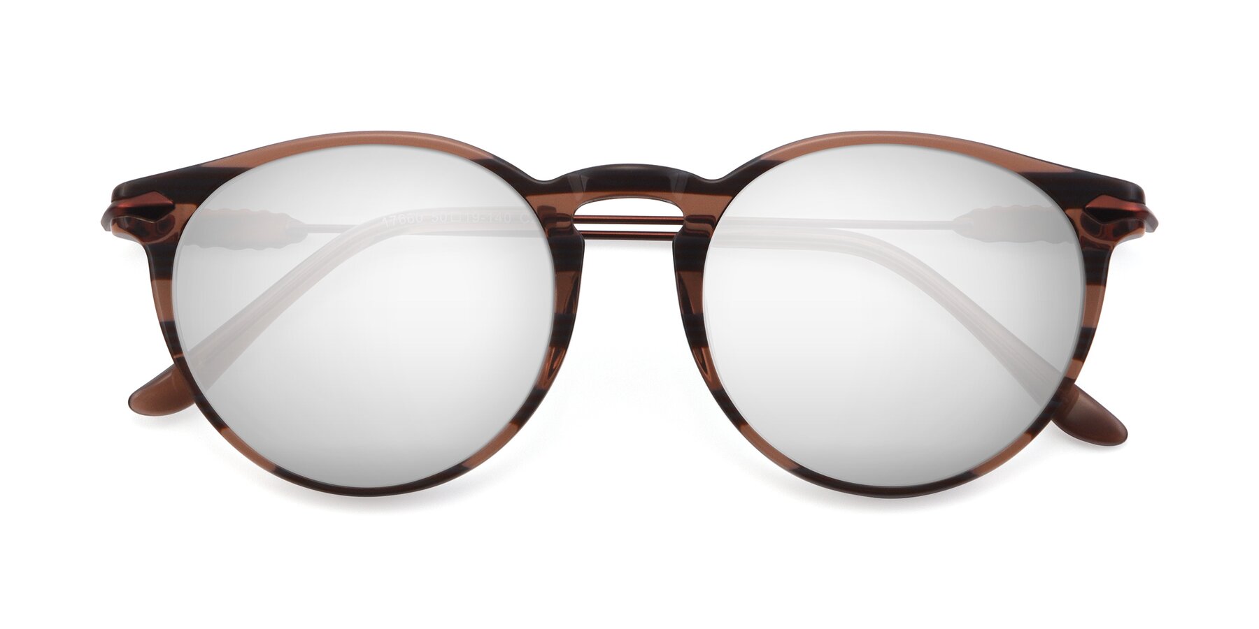 Folded Front of 17660 in Stripe Brown with Silver Mirrored Lenses