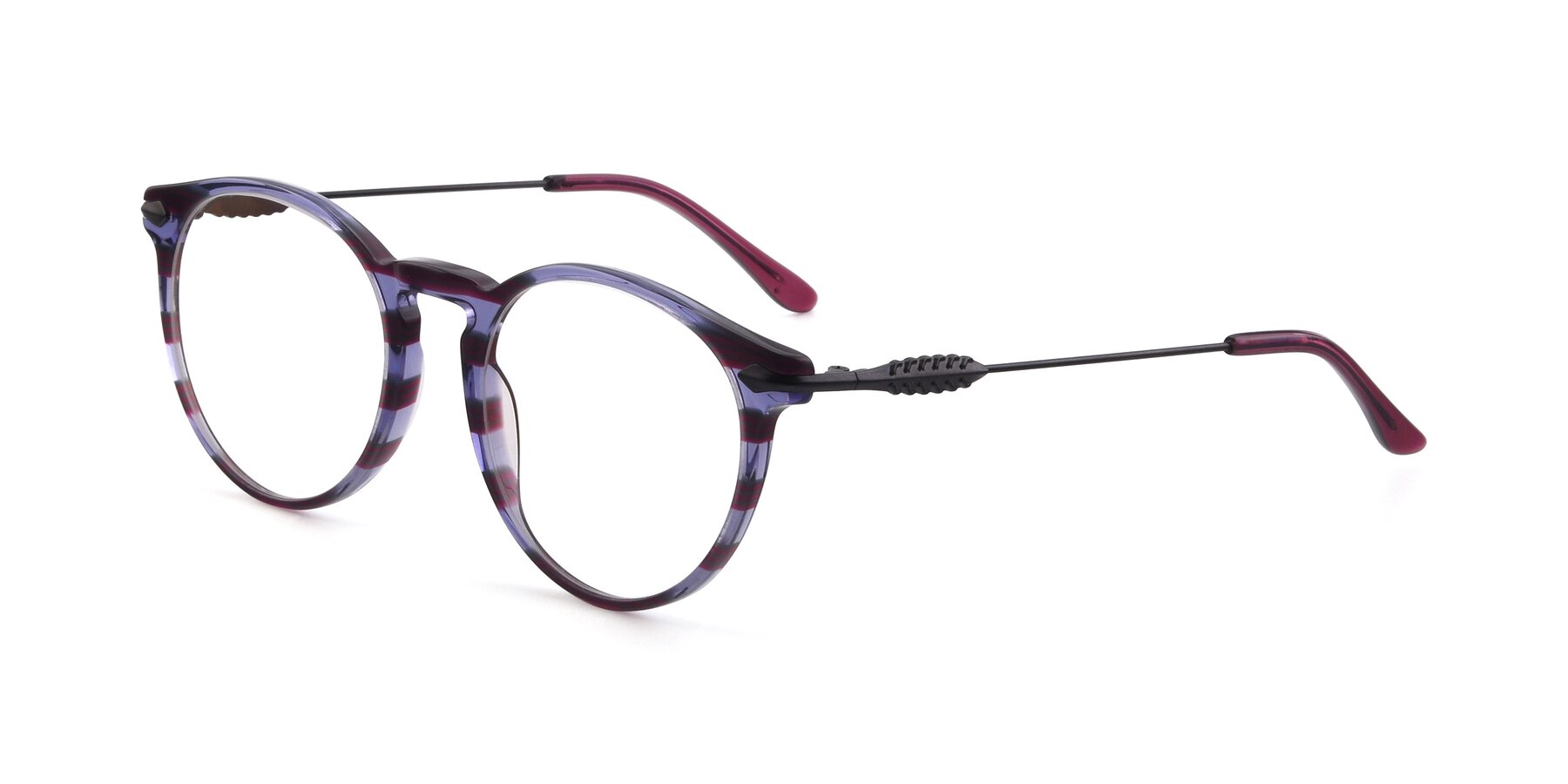 Angle of 17660 in Stripe Purple with Clear Reading Eyeglass Lenses