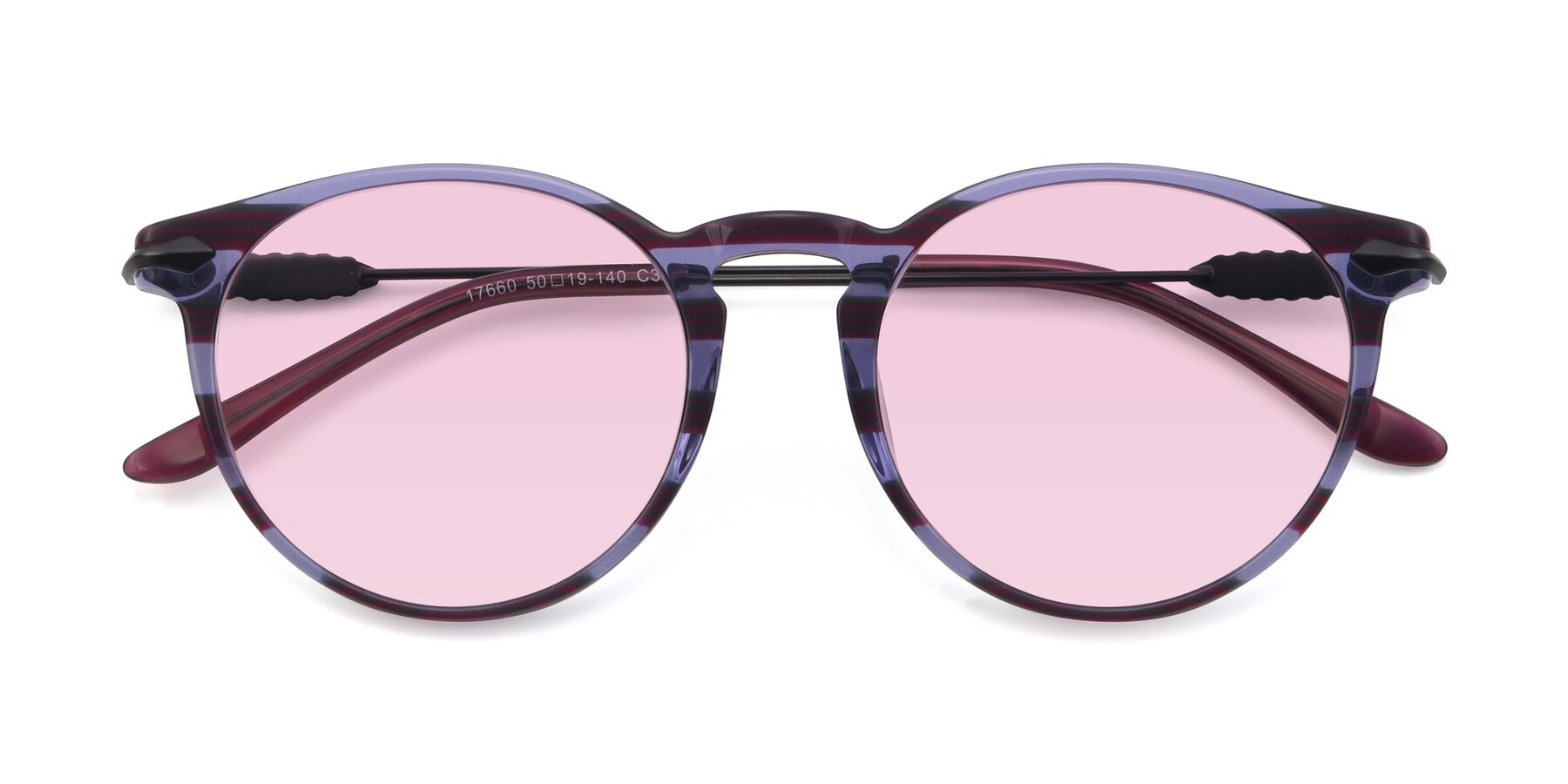 Folded Front of 17660 in Stripe Purple with Light Pink Tinted Lenses