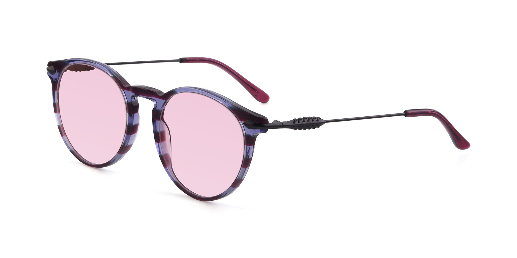 Angle of 17660 in Stripe Purple with Light Pink Tinted Lenses