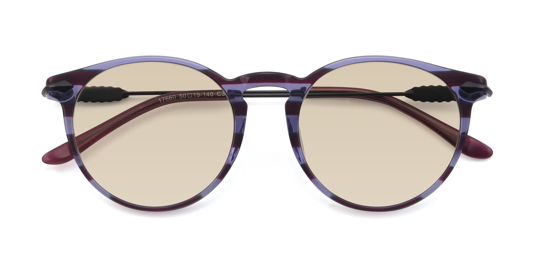 Folded Front of 17660 in Stripe Purple with Light Brown Tinted Lenses