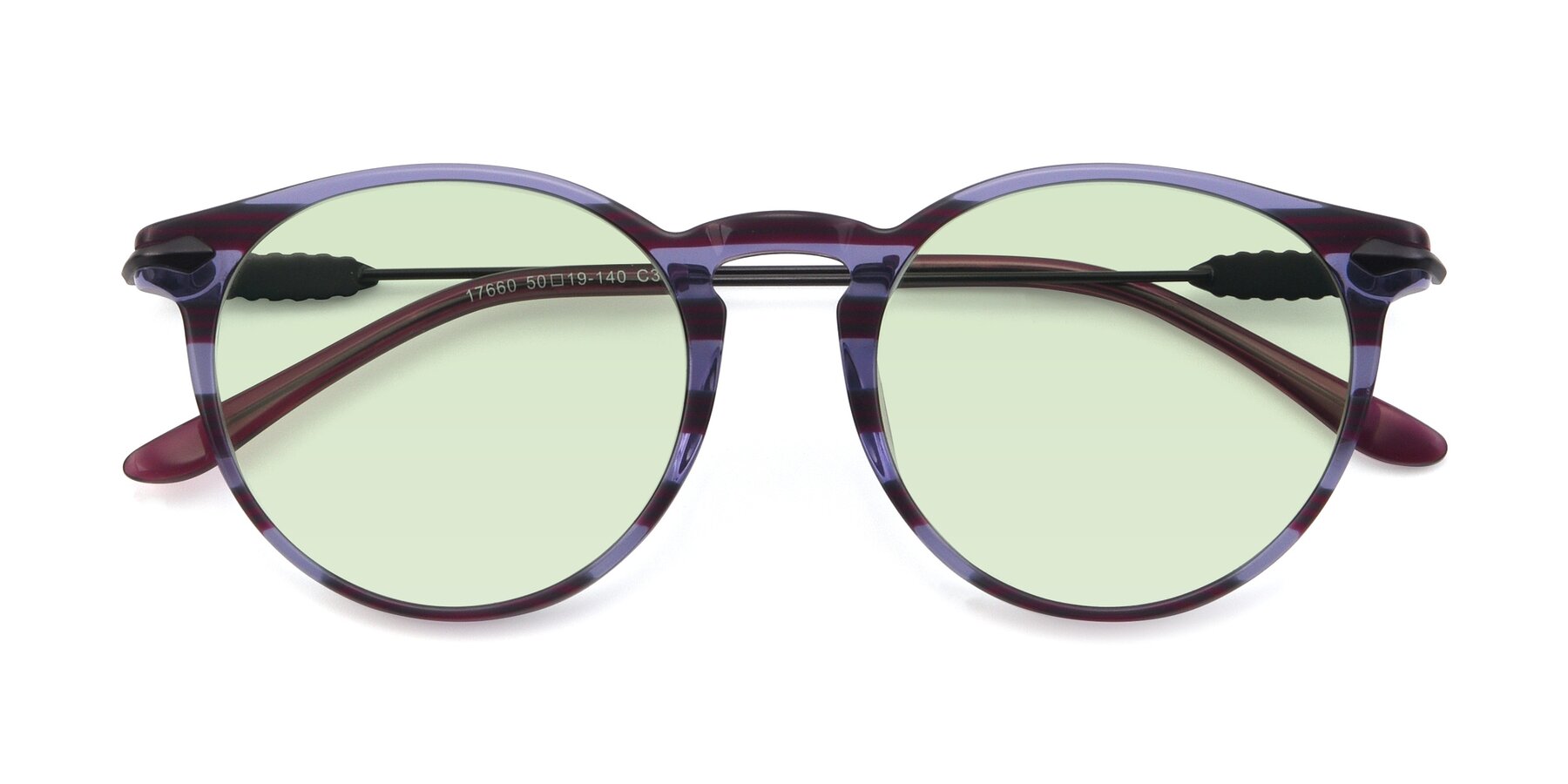 Folded Front of 17660 in Stripe Purple with Light Green Tinted Lenses