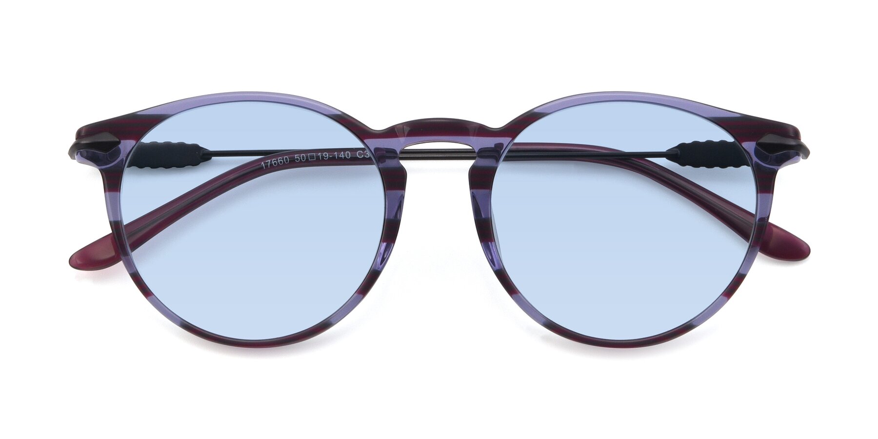 Folded Front of 17660 in Stripe Purple with Light Blue Tinted Lenses