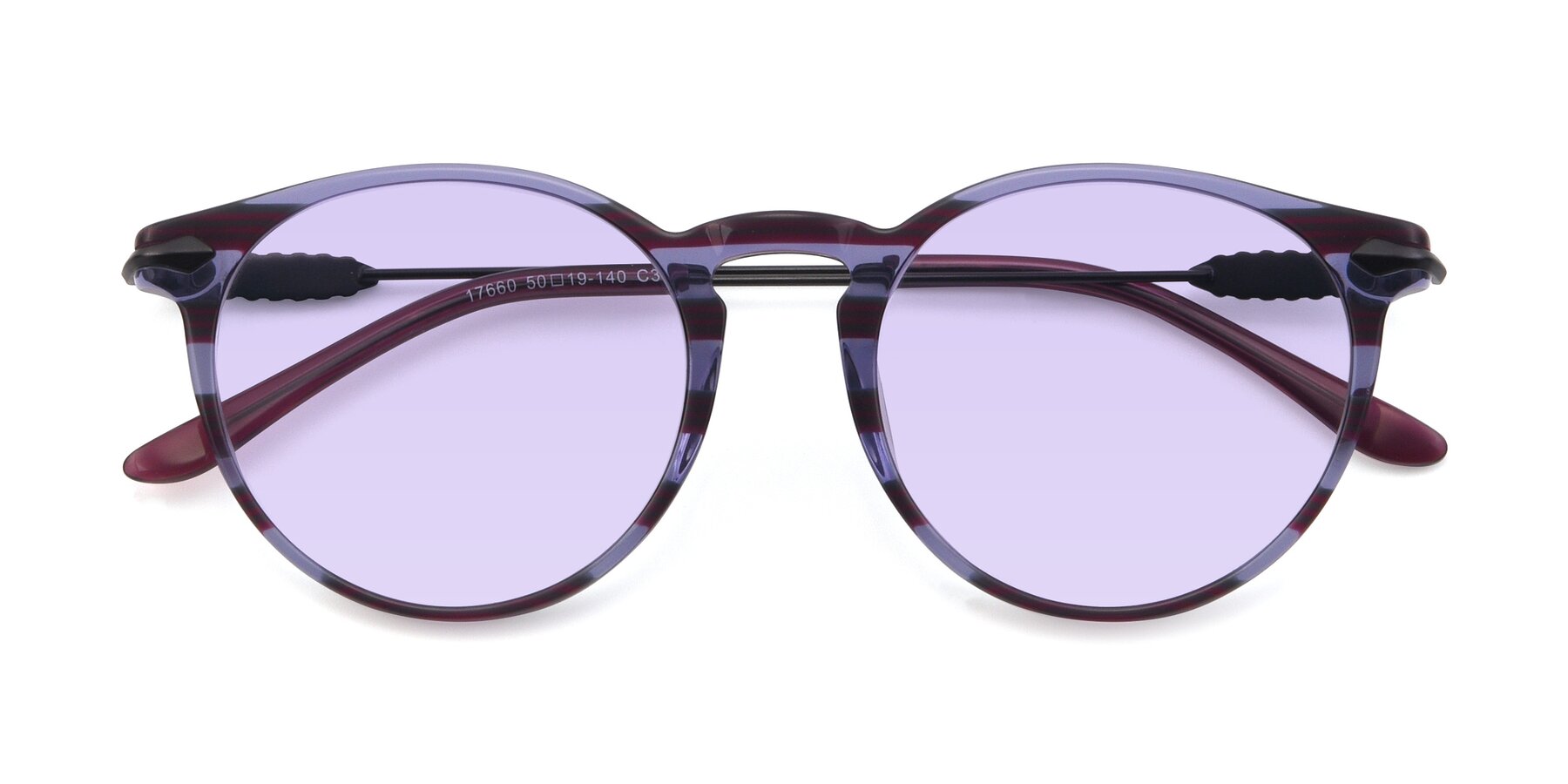 Folded Front of 17660 in Stripe Purple with Light Purple Tinted Lenses