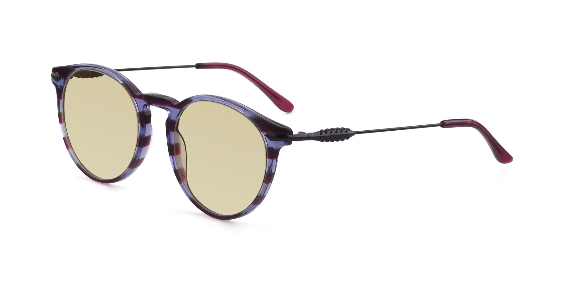 Angle of 17660 in Stripe Purple with Light Champagne Tinted Lenses