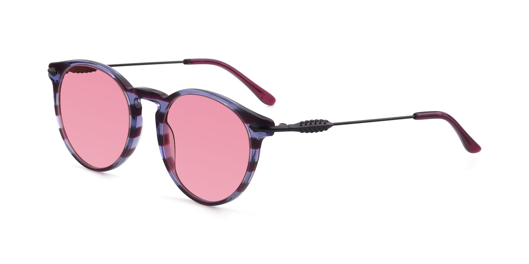 Angle of 17660 in Stripe Purple with Pink Tinted Lenses