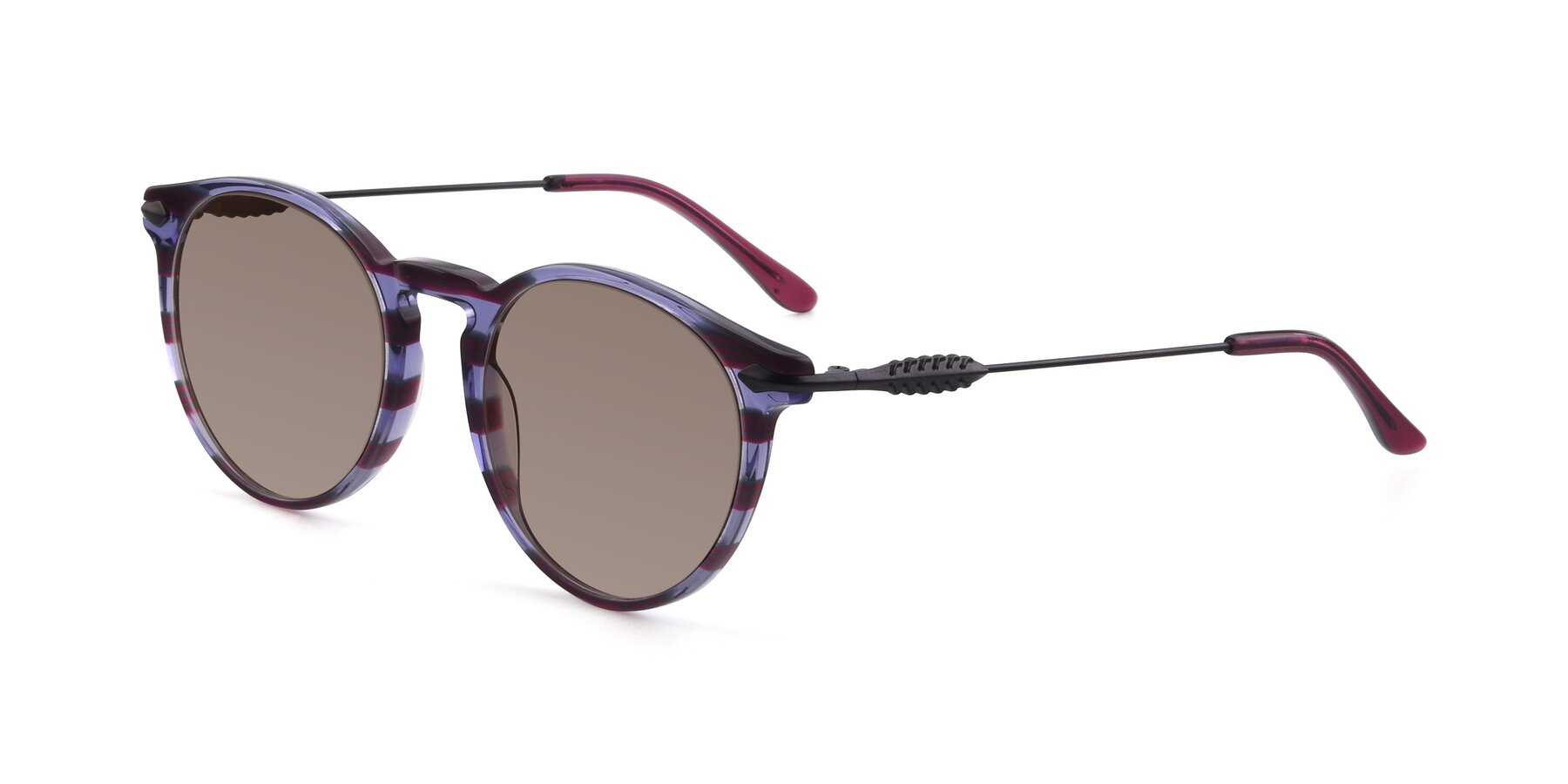 Angle of 17660 in Stripe Purple with Medium Brown Tinted Lenses
