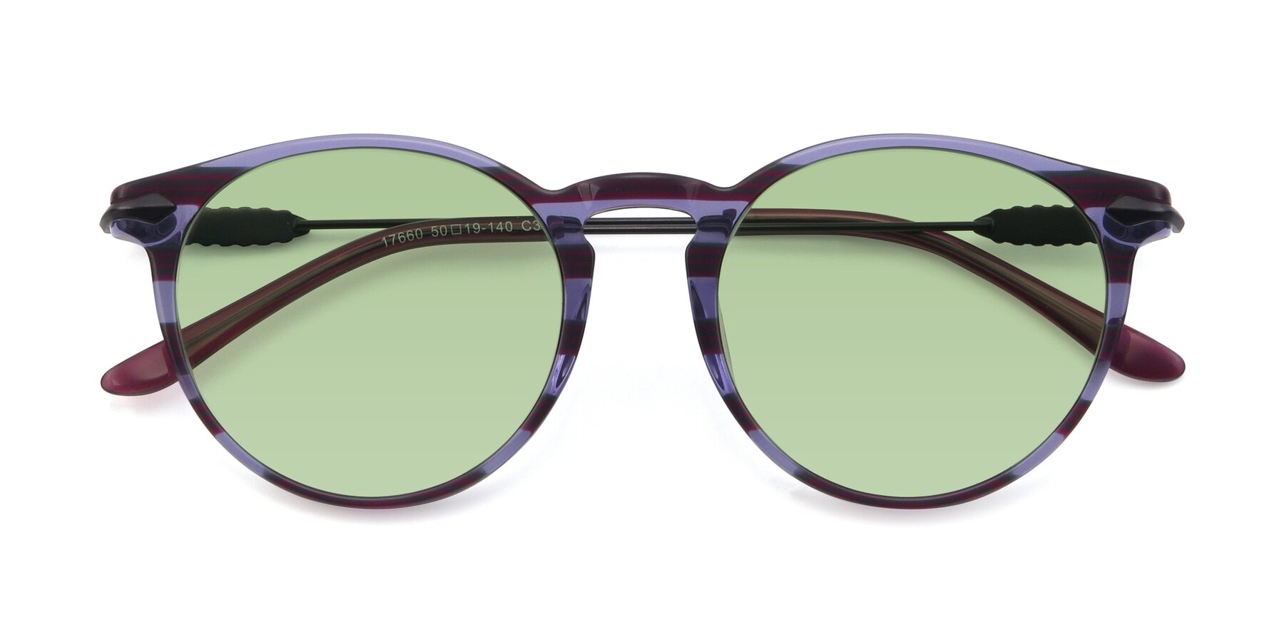 Folded Front of 17660 in Stripe Purple with Medium Green Tinted Lenses