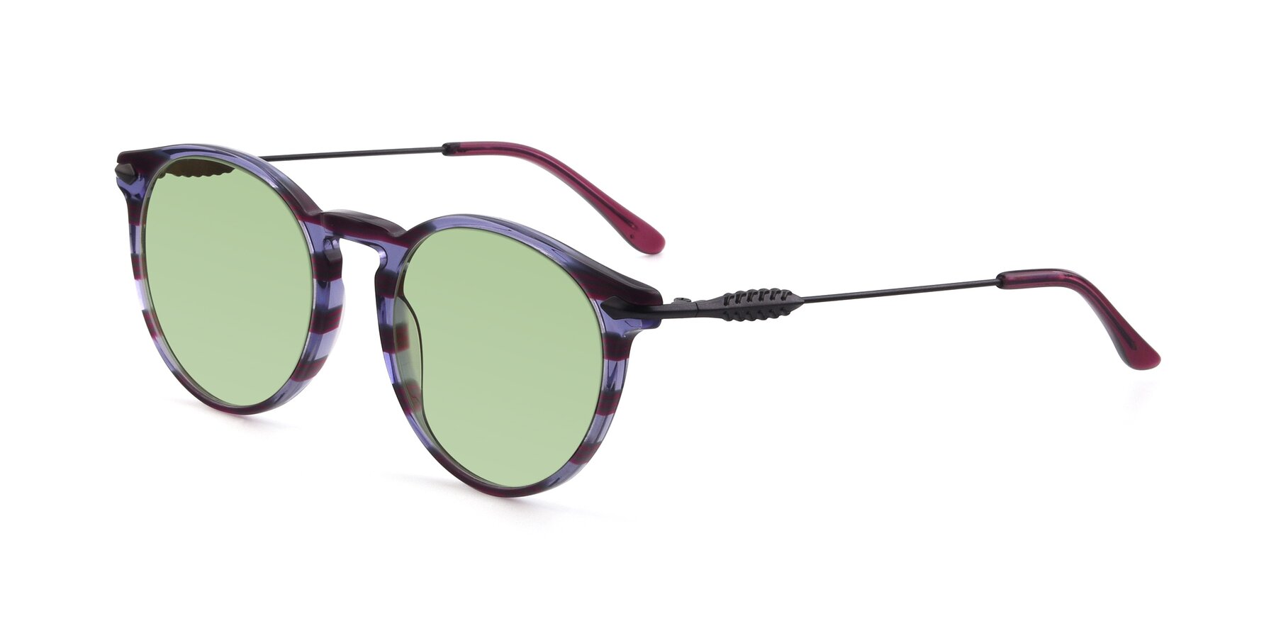 Angle of 17660 in Stripe Purple with Medium Green Tinted Lenses