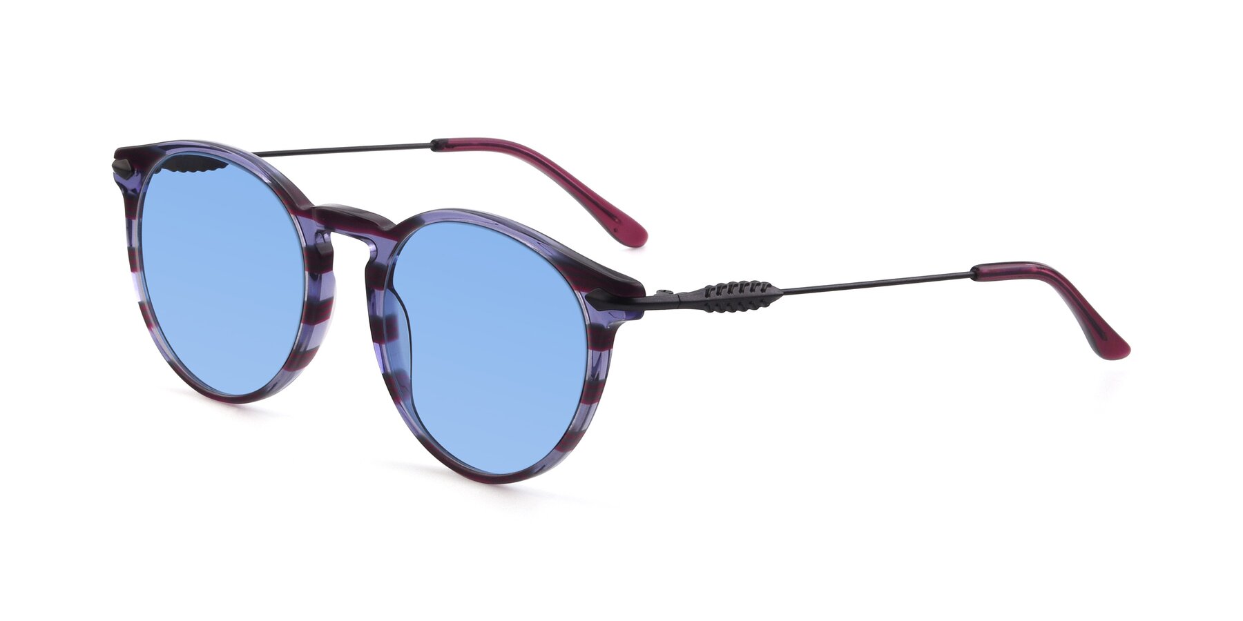 Angle of 17660 in Stripe Purple with Medium Blue Tinted Lenses