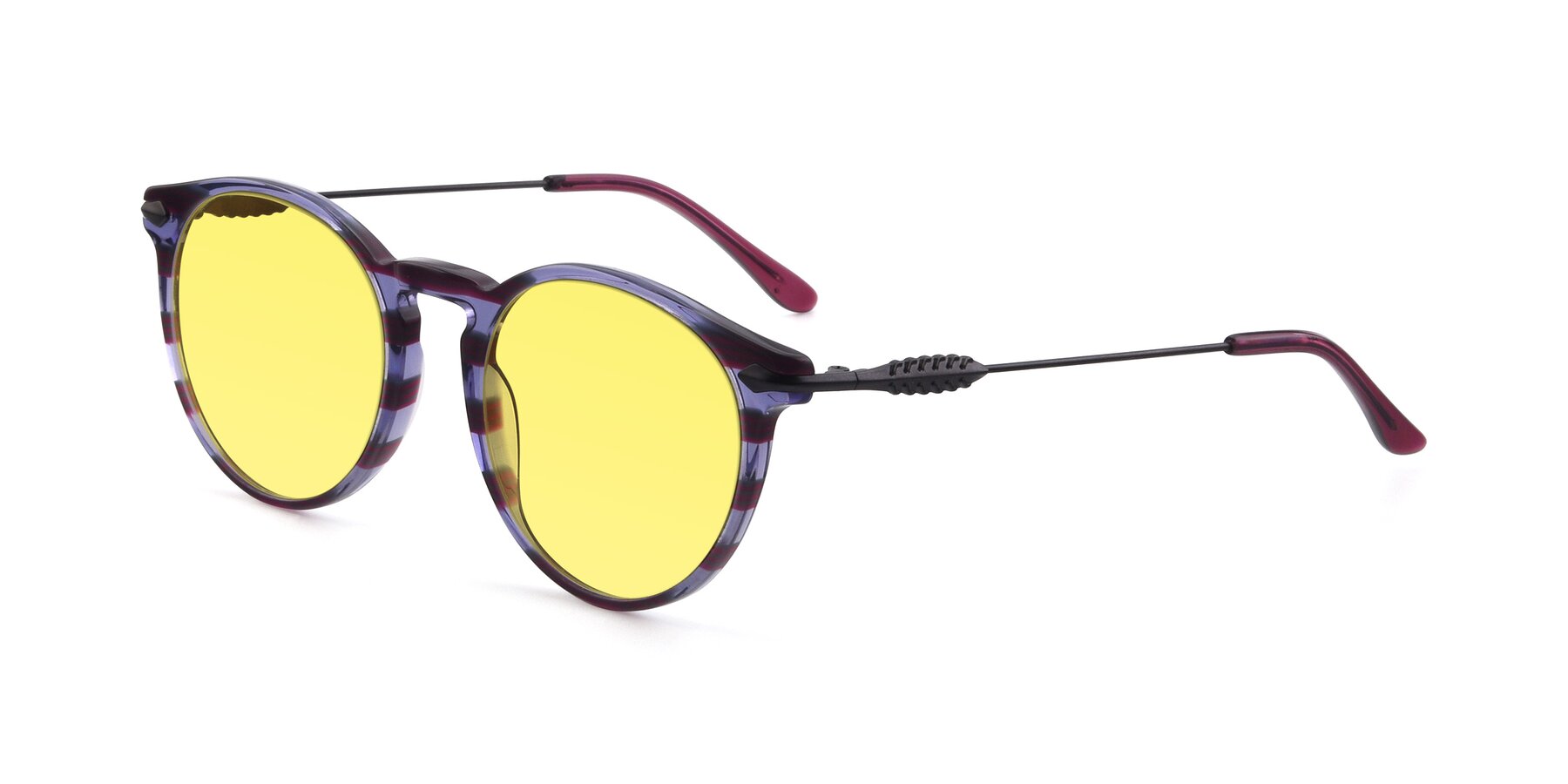 Angle of 17660 in Stripe Purple with Medium Yellow Tinted Lenses