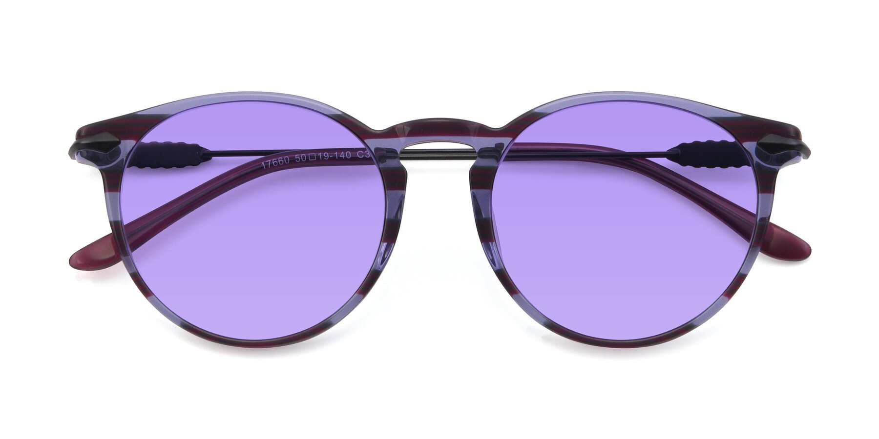 Folded Front of 17660 in Stripe Purple with Medium Purple Tinted Lenses