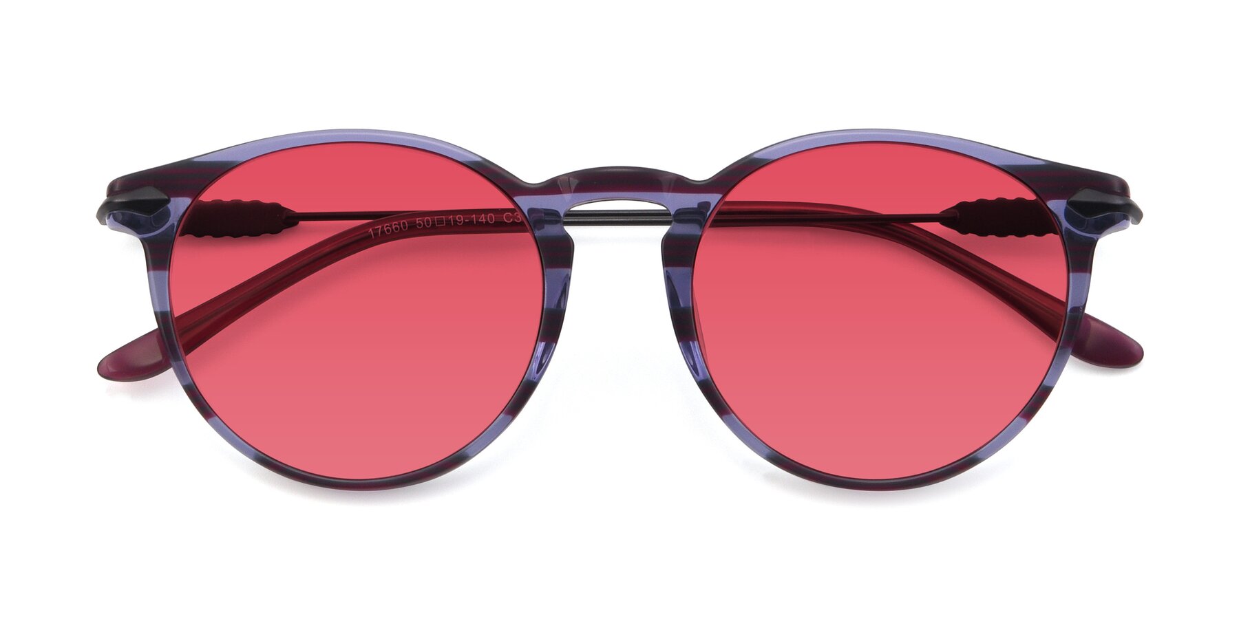 Folded Front of 17660 in Stripe Purple with Red Tinted Lenses