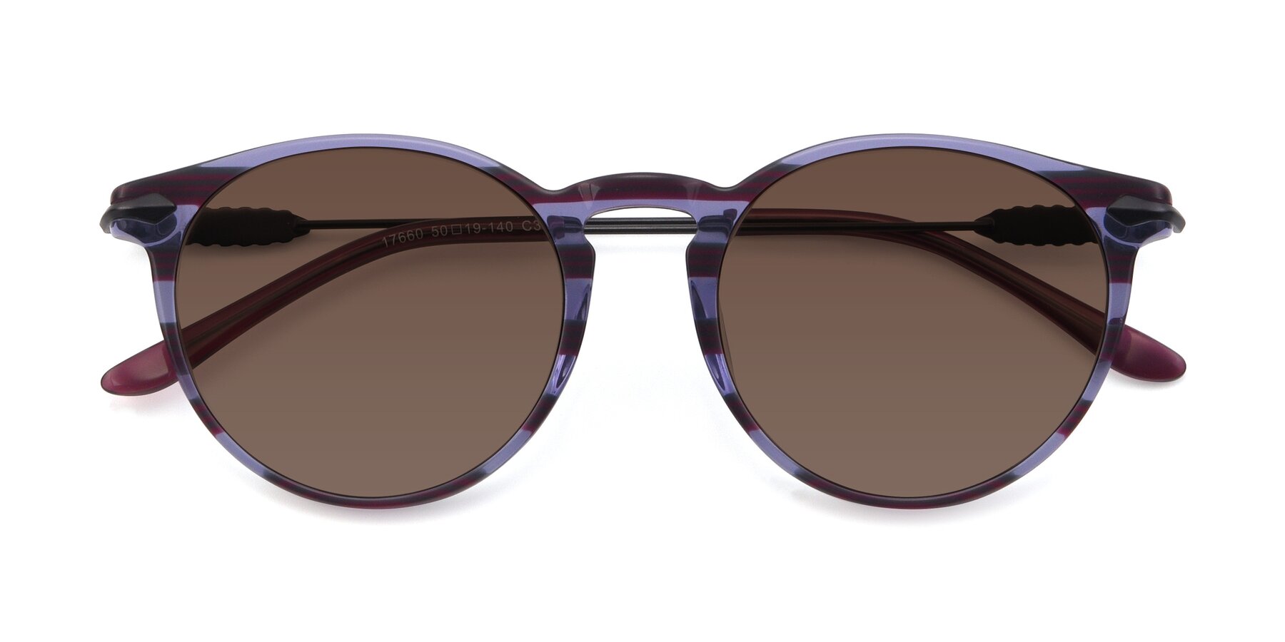 Folded Front of 17660 in Stripe Purple with Brown Tinted Lenses