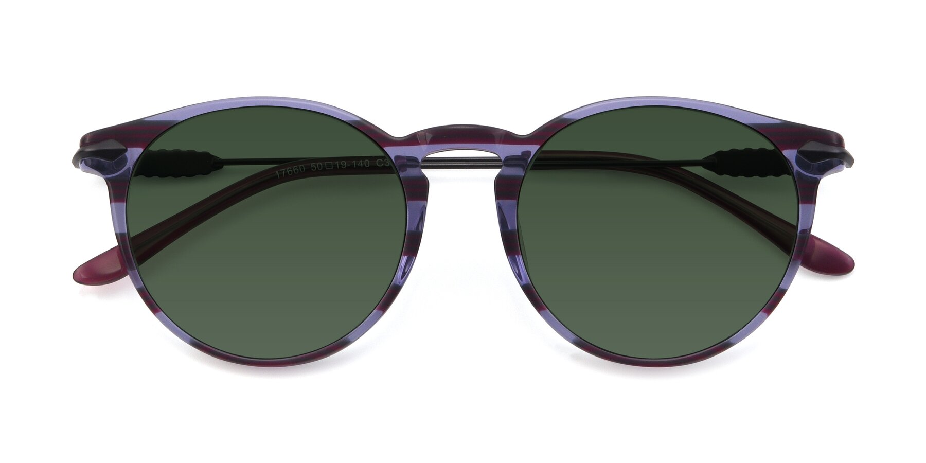 Folded Front of 17660 in Stripe Purple with Green Tinted Lenses