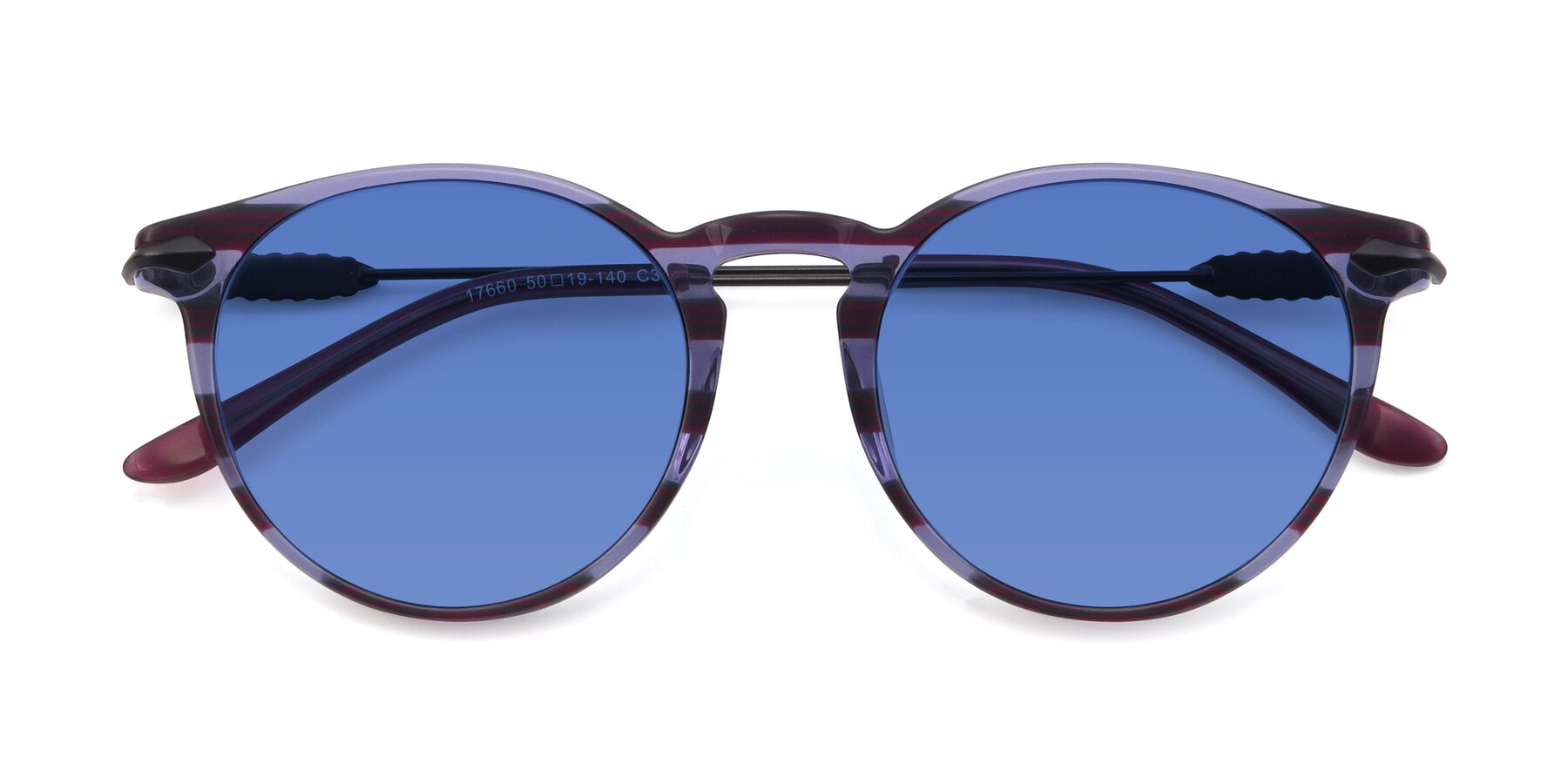 Folded Front of 17660 in Stripe Purple with Blue Tinted Lenses
