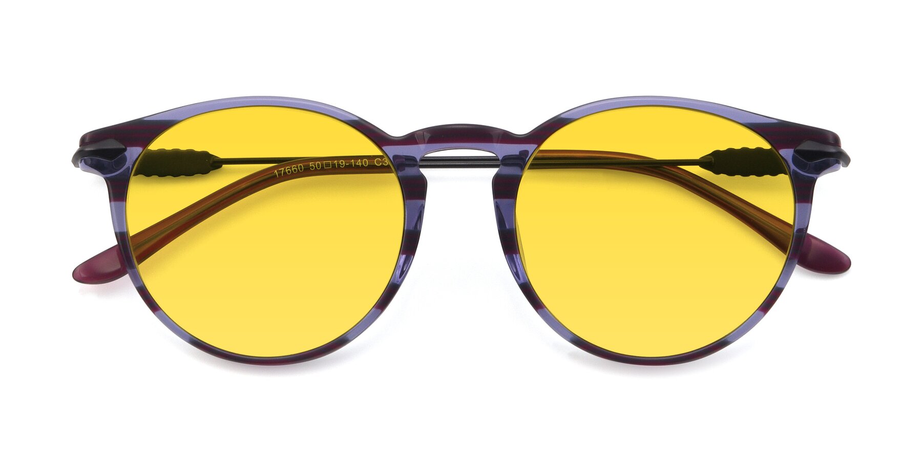 Folded Front of 17660 in Stripe Purple with Yellow Tinted Lenses