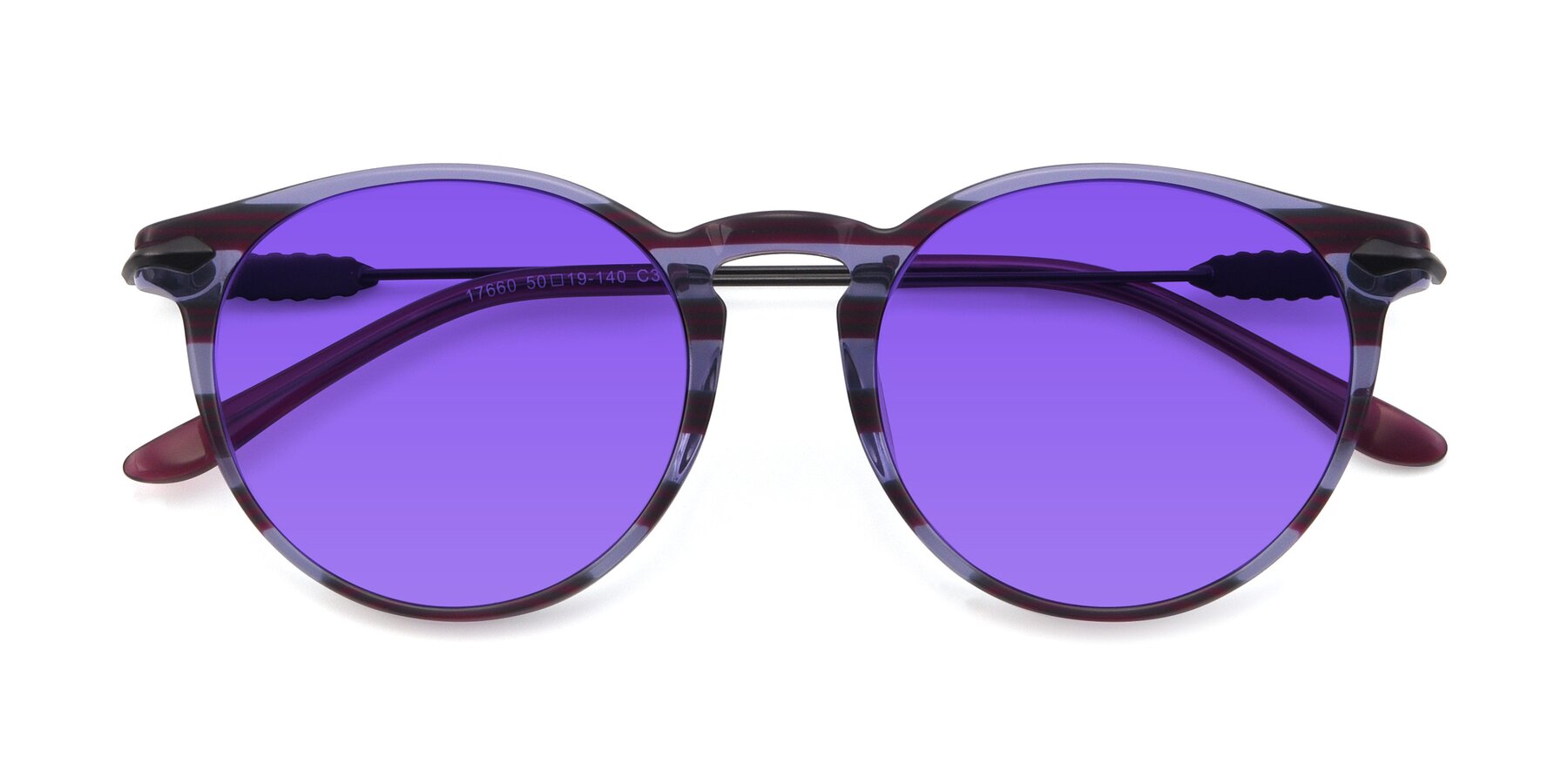 Folded Front of 17660 in Stripe Purple with Purple Tinted Lenses