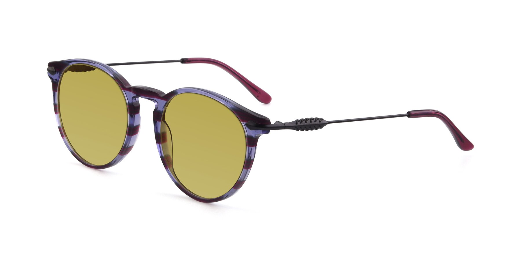Angle of 17660 in Stripe Purple with Champagne Tinted Lenses