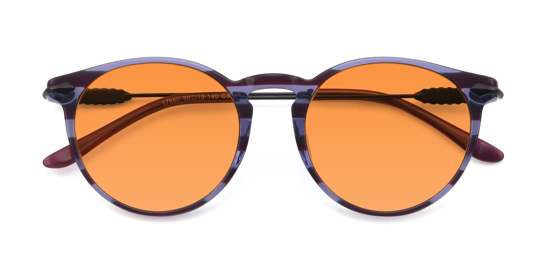 Folded Front of 17660 in Stripe Purple with Orange Tinted Lenses