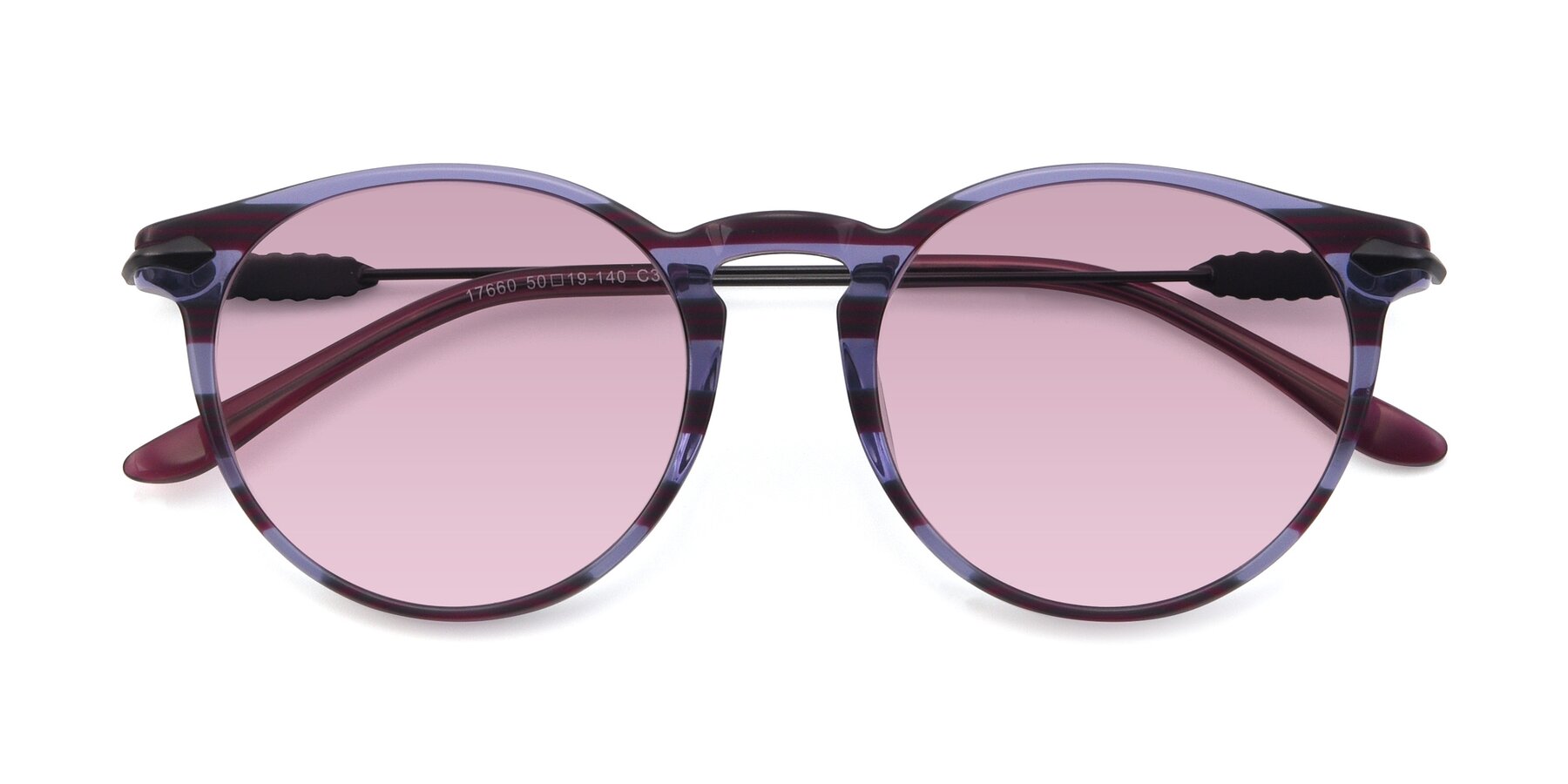 Folded Front of 17660 in Stripe Purple with Light Wine Tinted Lenses