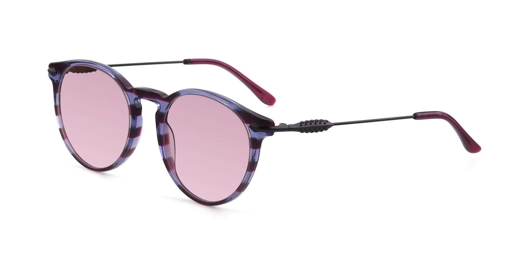 Angle of 17660 in Stripe Purple with Light Wine Tinted Lenses