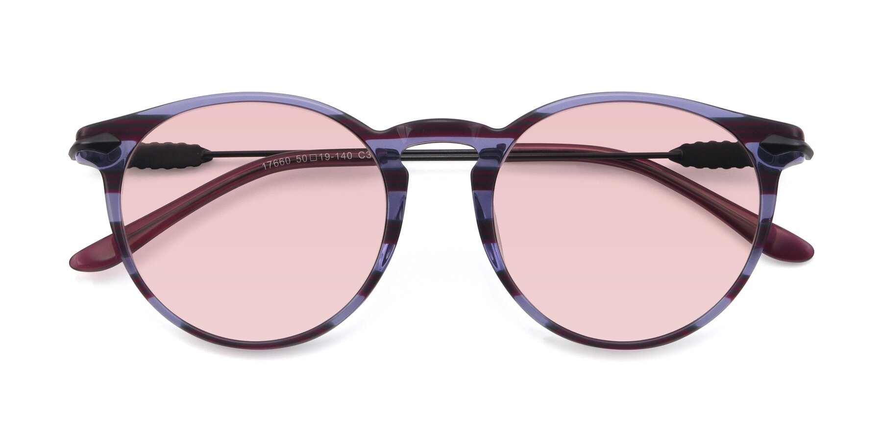 Folded Front of 17660 in Stripe Purple with Light Garnet Tinted Lenses