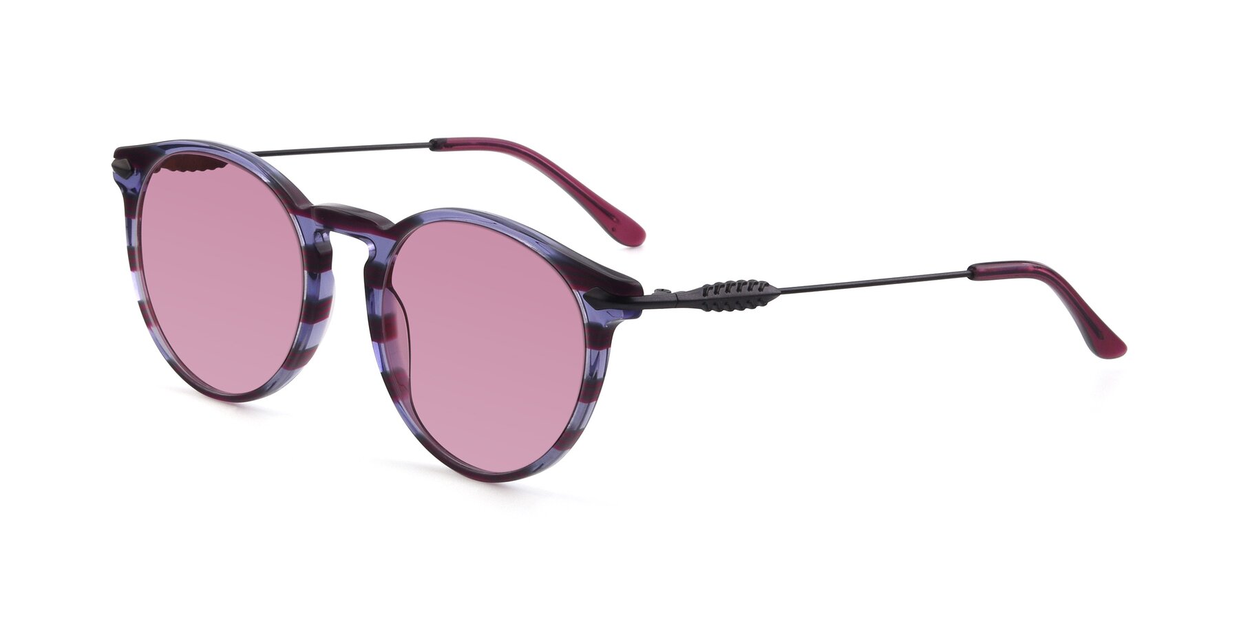 Angle of 17660 in Stripe Purple with Medium Wine Tinted Lenses