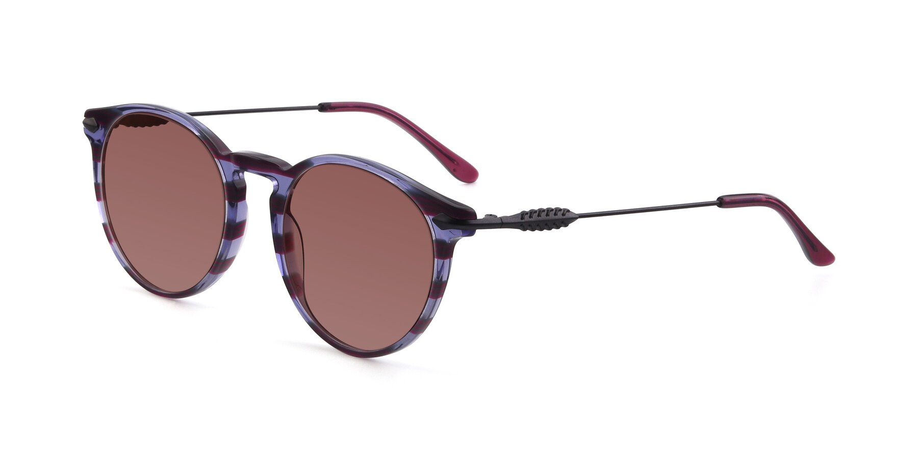 Angle of 17660 in Stripe Purple with Garnet Tinted Lenses