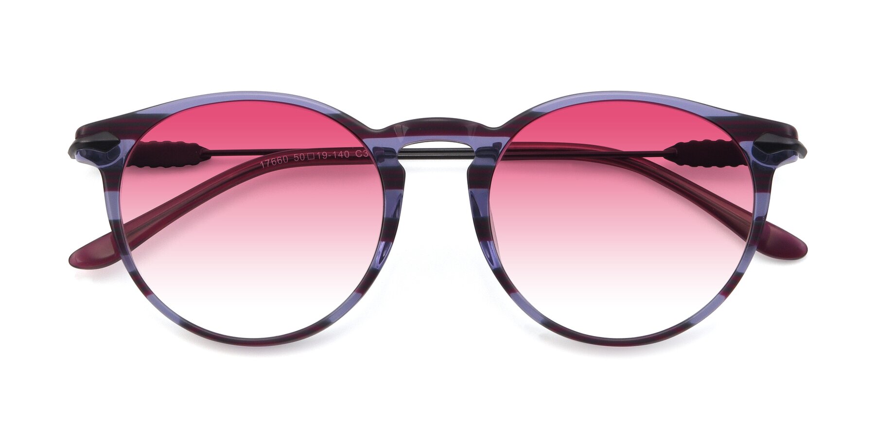 Folded Front of 17660 in Stripe Purple with Pink Gradient Lenses