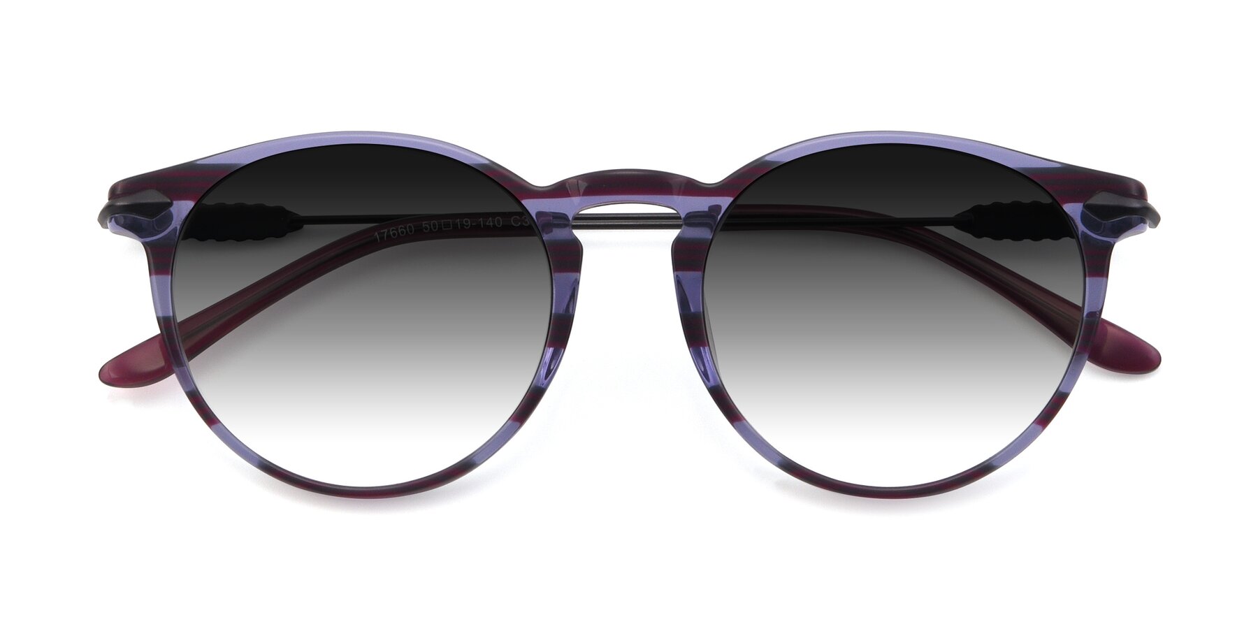 Folded Front of 17660 in Stripe Purple with Gray Gradient Lenses