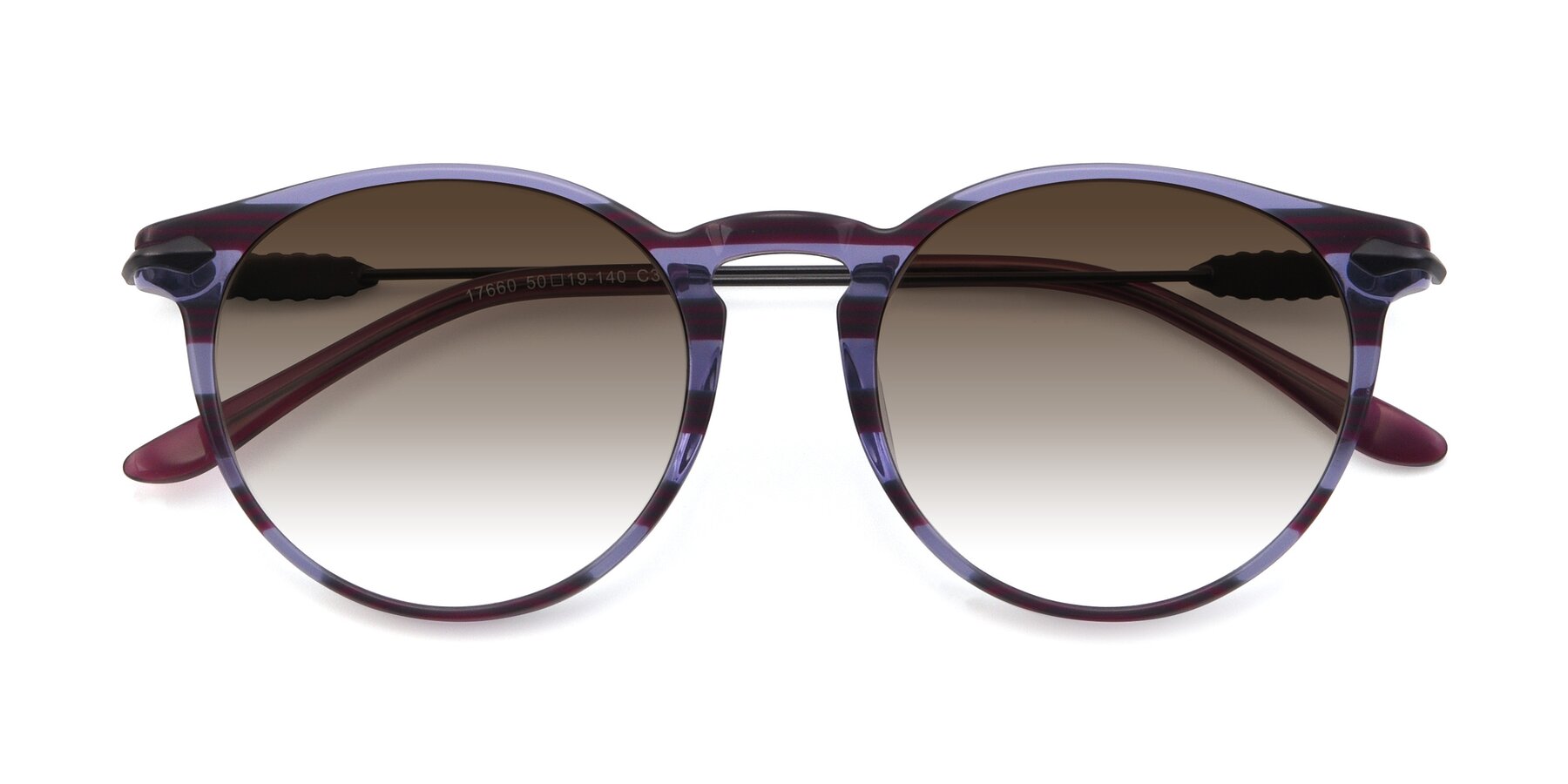 Folded Front of 17660 in Stripe Purple with Brown Gradient Lenses