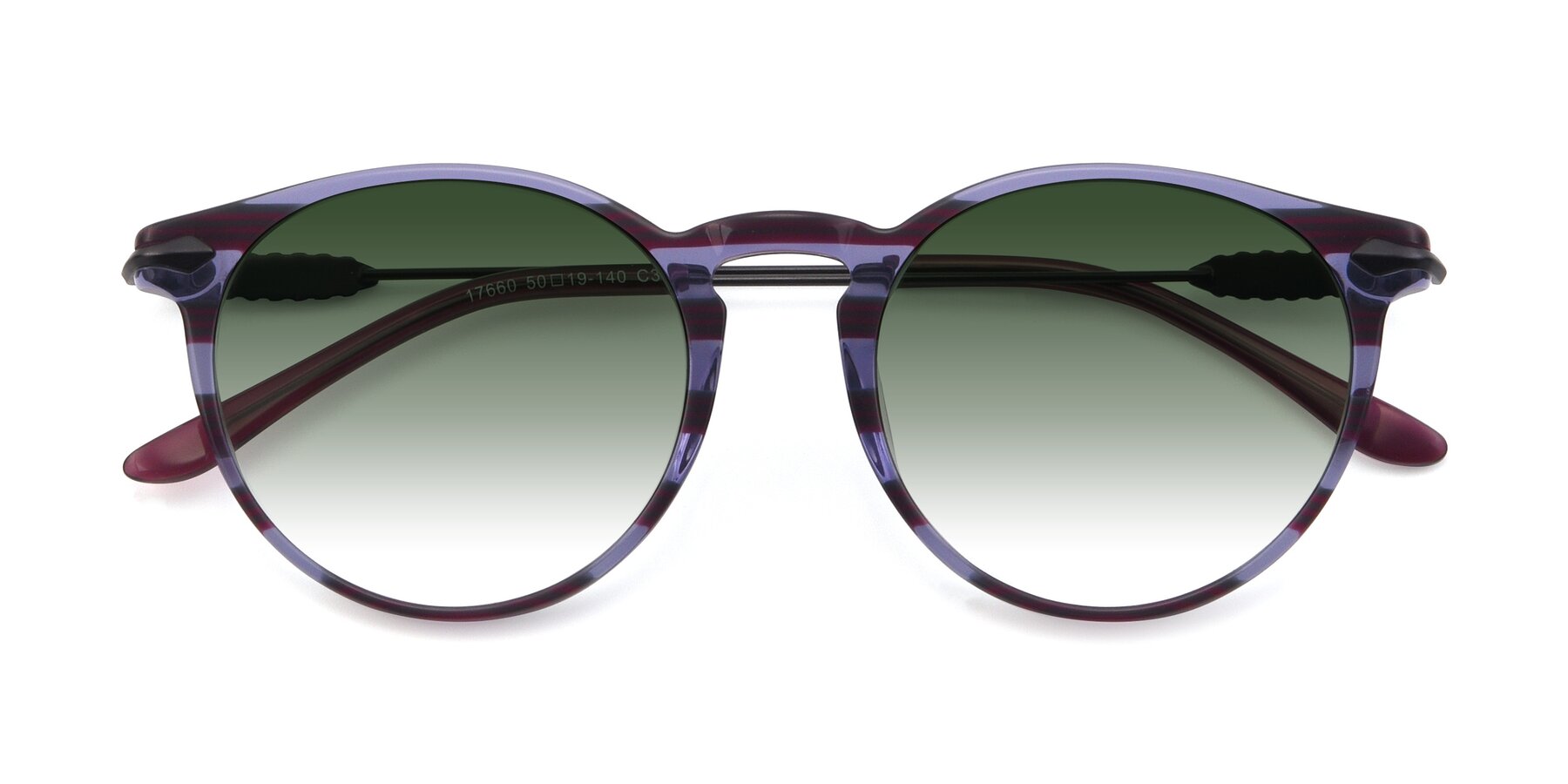 Folded Front of 17660 in Stripe Purple with Green Gradient Lenses